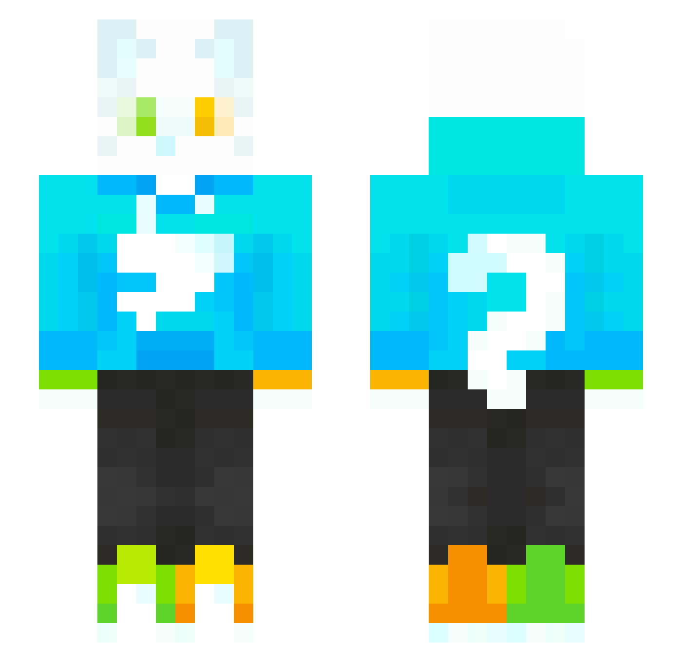 Altera72 Minecraft skin, front and back view