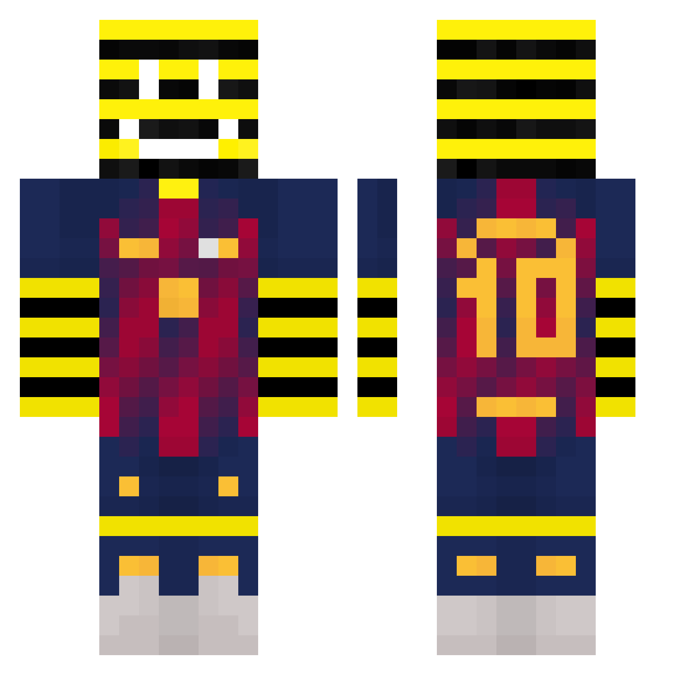 Peligralo Minecraft skin, front and back view