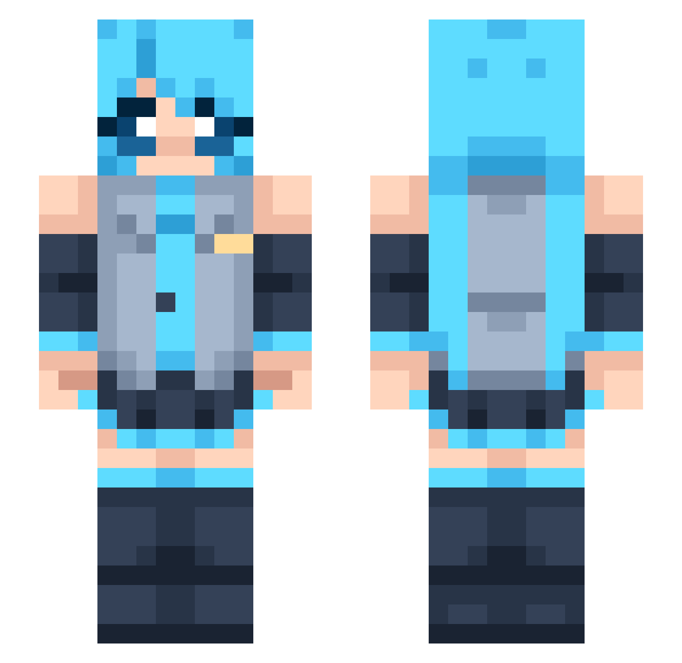 UrFavAnimeGirly Minecraft skin, front and back view