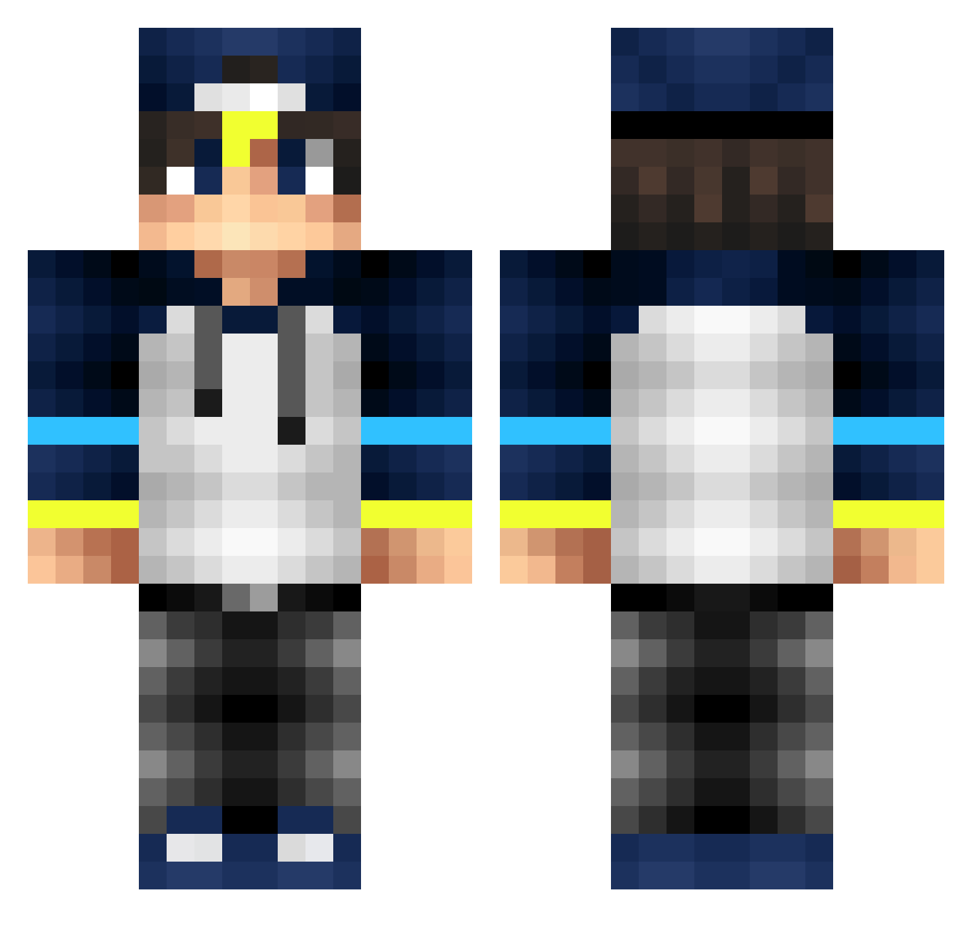 HusoGaming Minecraft skin, front and back view