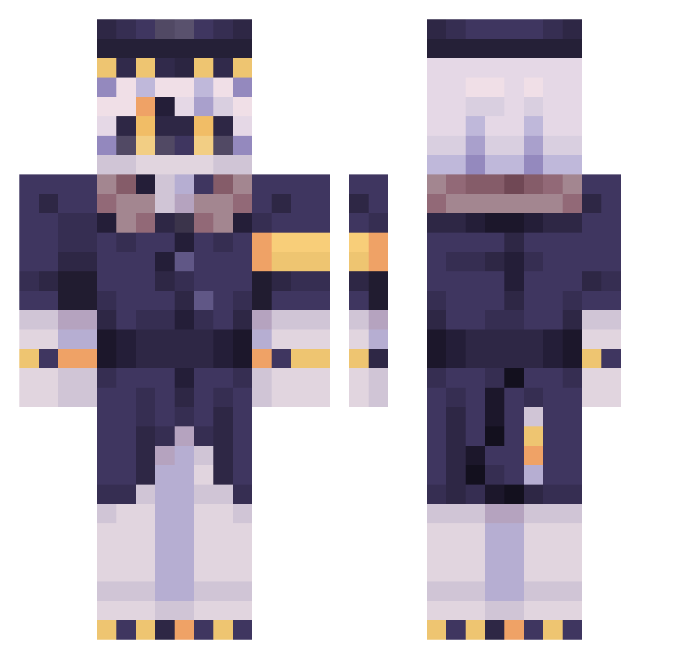 Sidewave35 Minecraft skin, front and back view