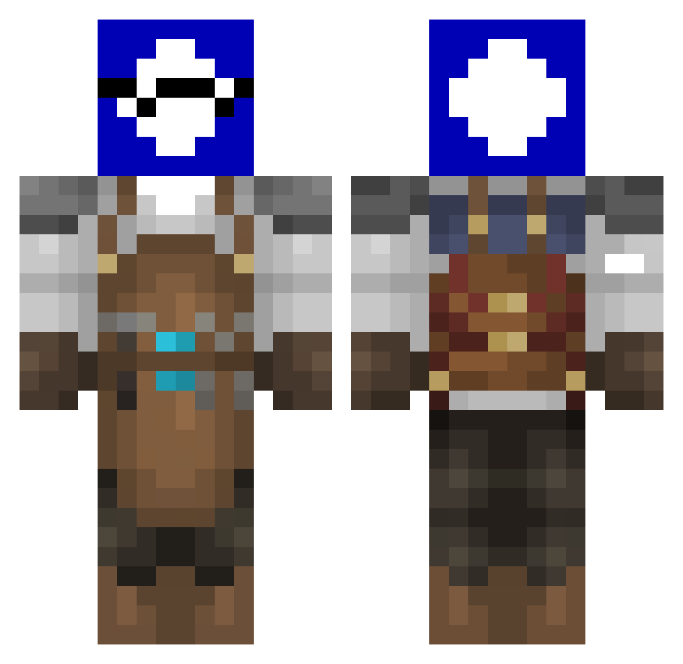 AndromedaYZ Minecraft skin, front and back view