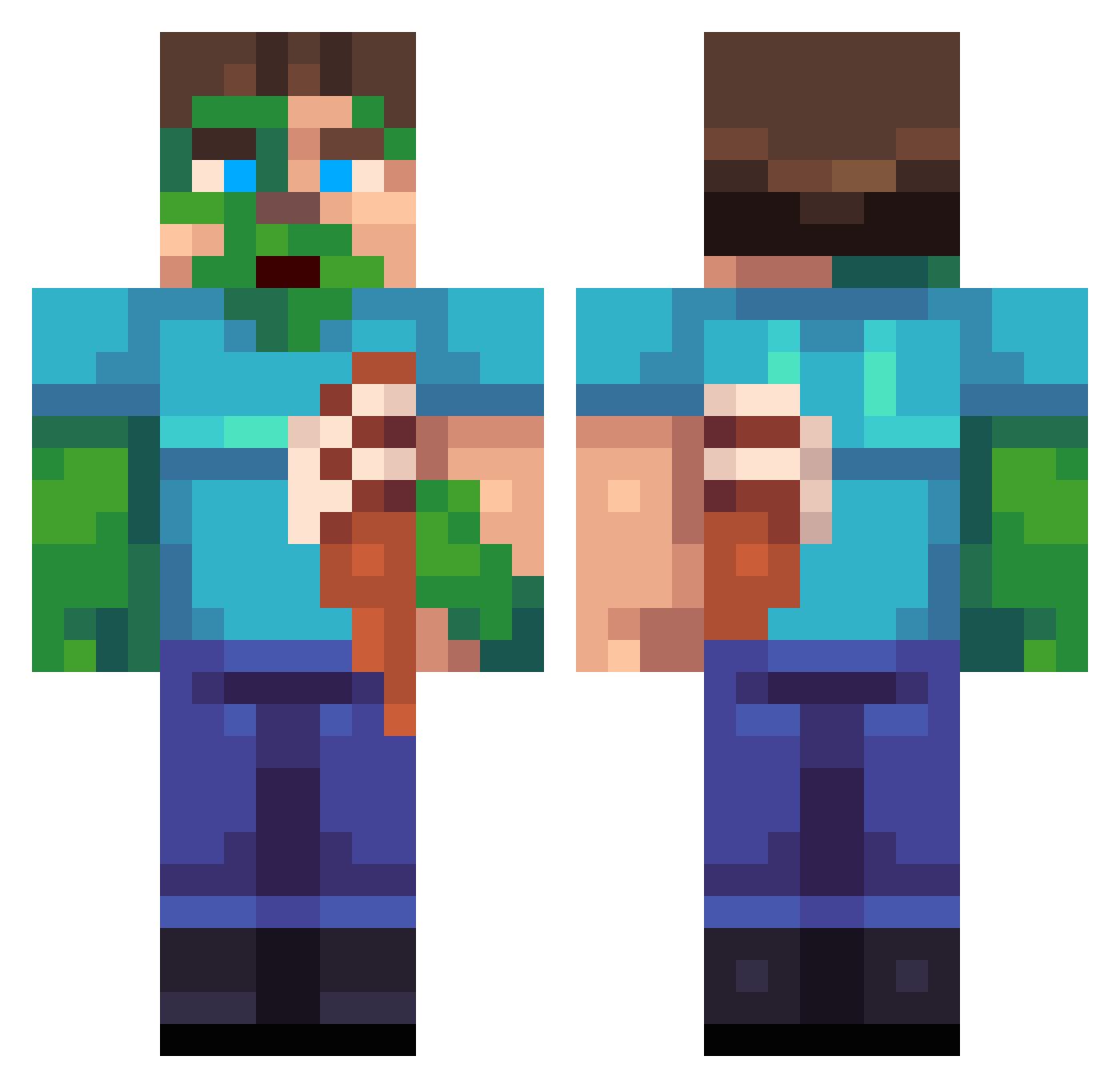 becbrojack Minecraft skin, front and back view