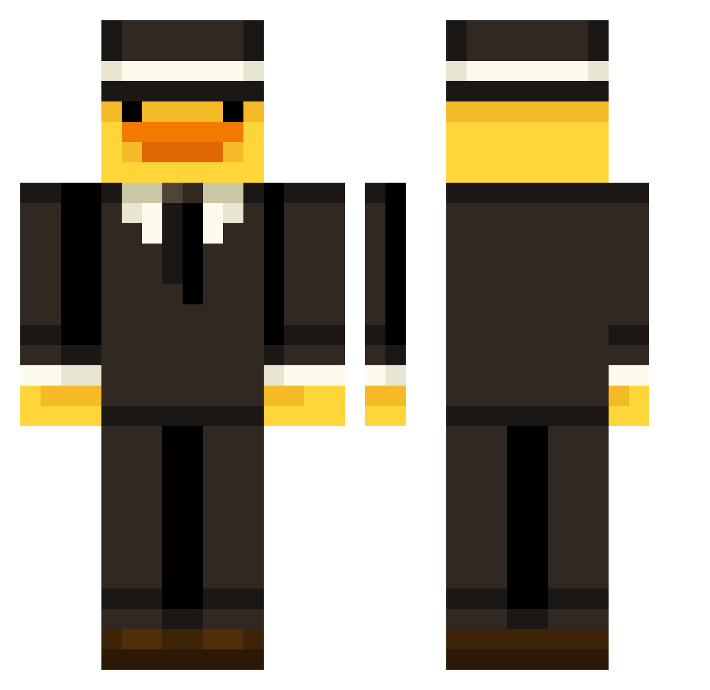 Voidk77 Minecraft skin, front and back view