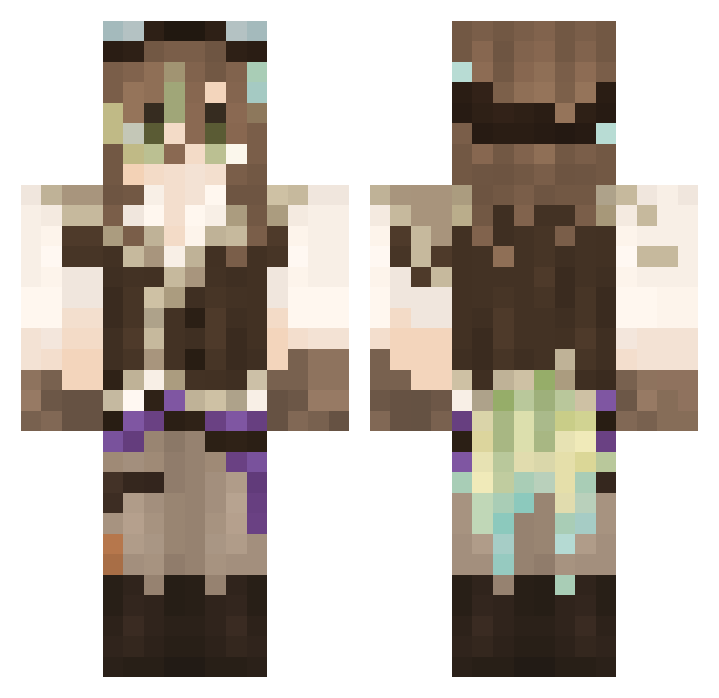Sajola Minecraft skin, front and back view