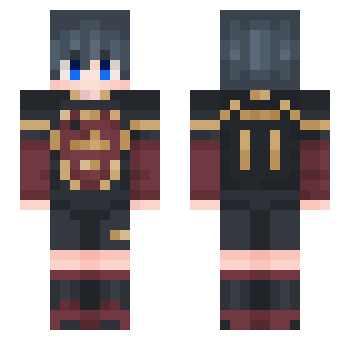 Oofster07 Minecraft skin, front and back view