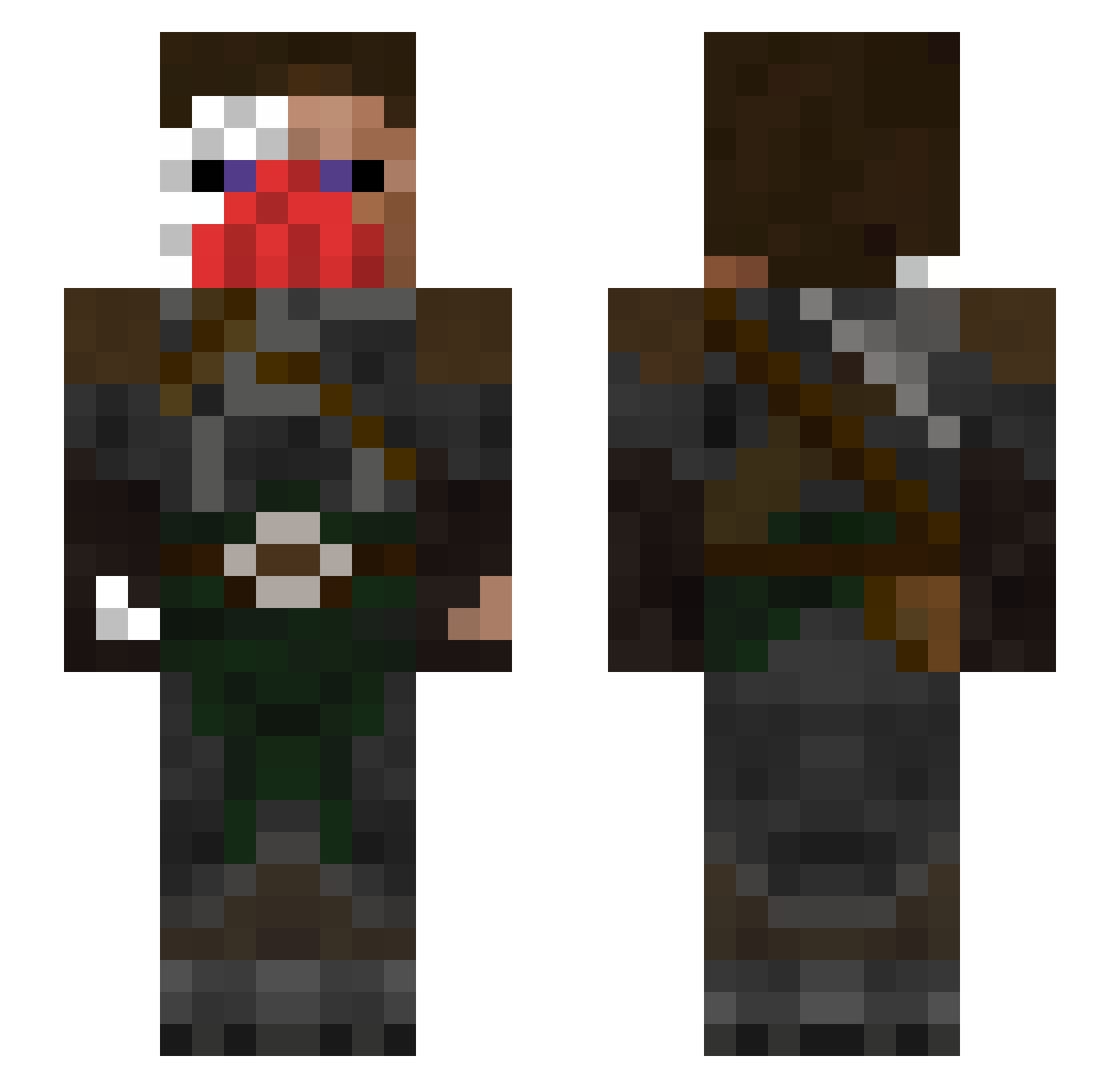 Overcold16 Minecraft skin, front and back view
