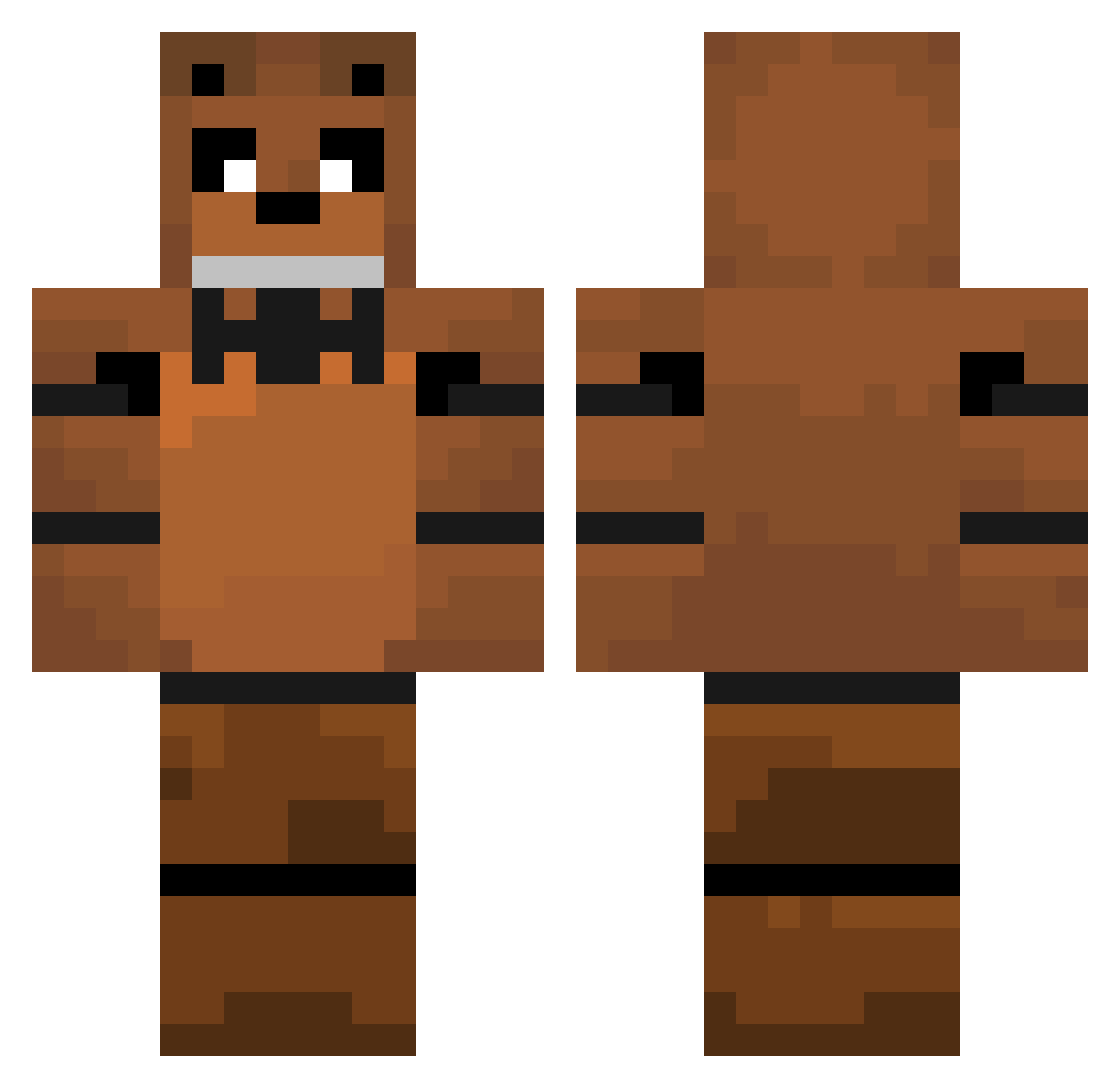 waggly Minecraft skin, front and back view