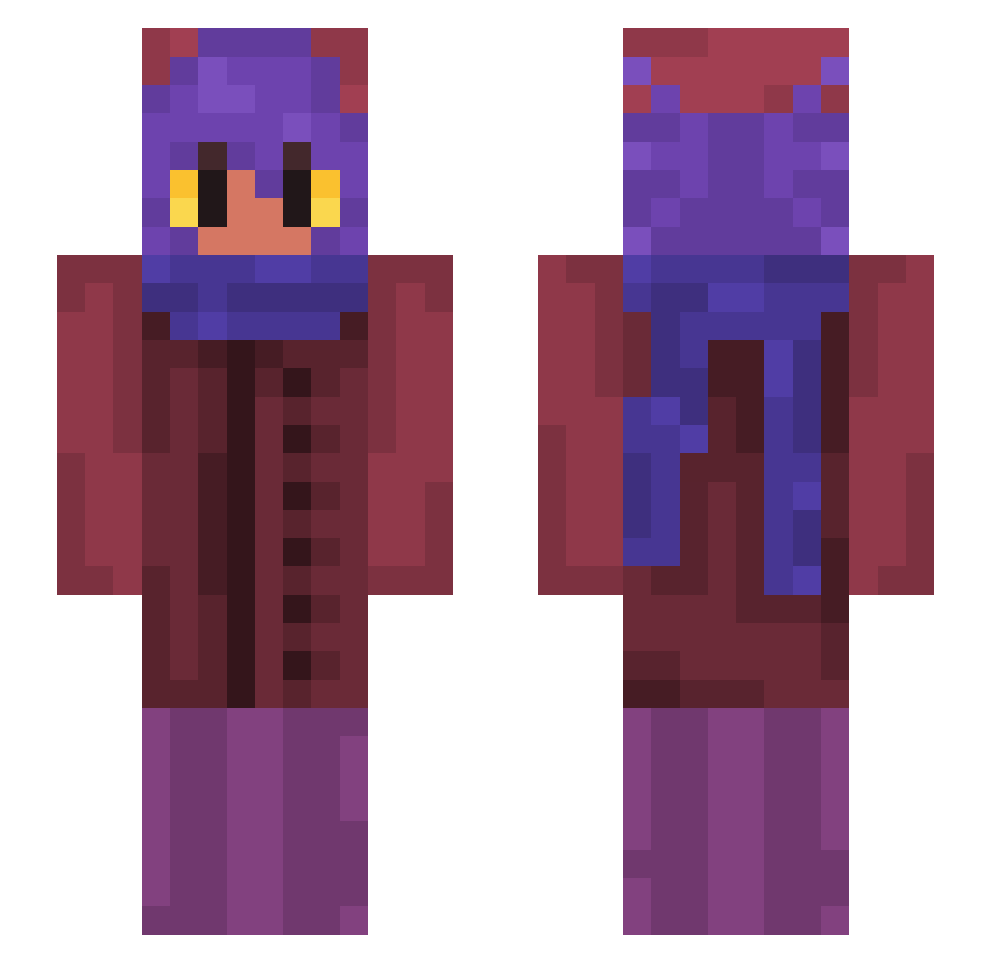 01Master Minecraft skin, front and back view