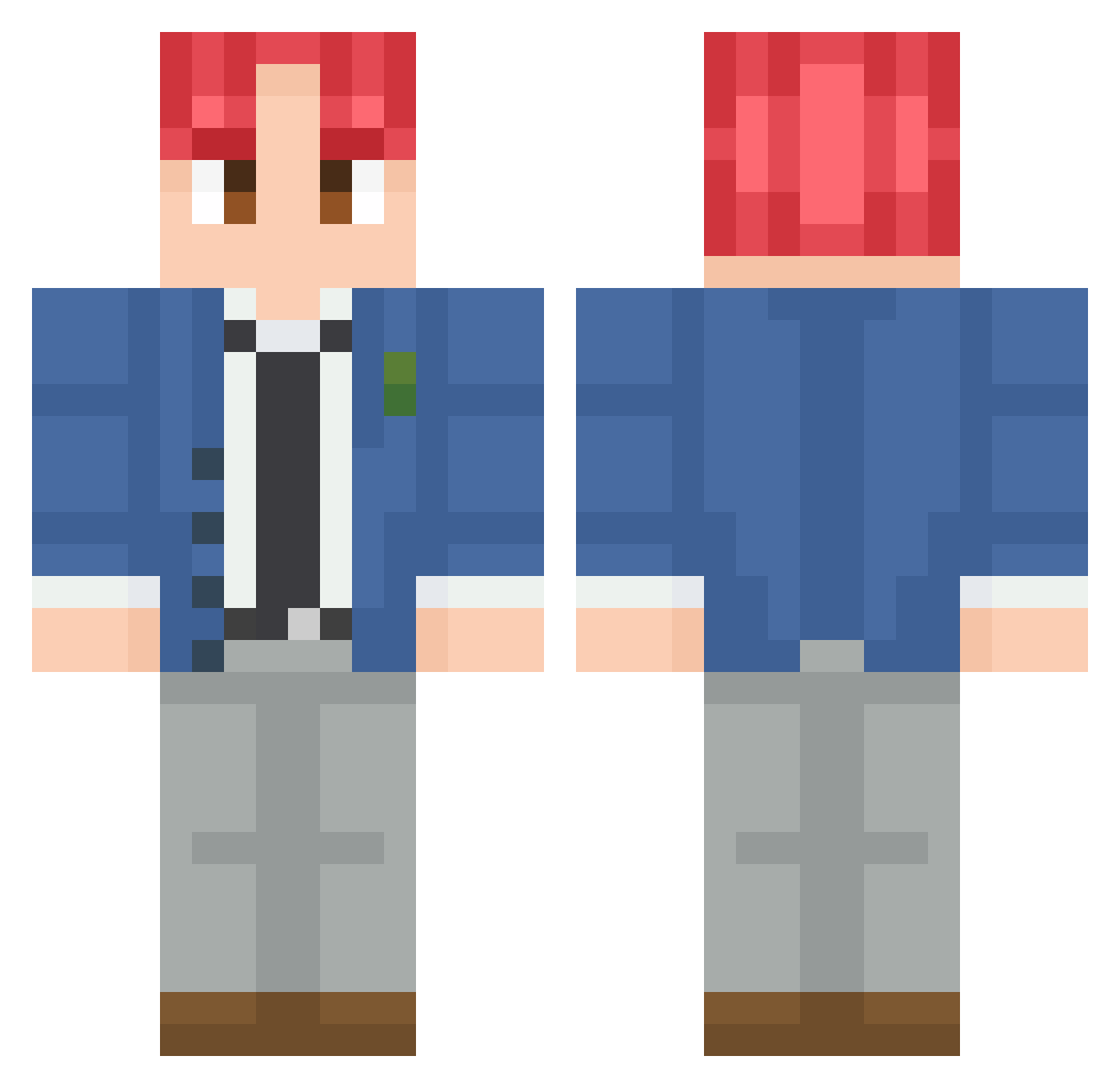 rcGamma Minecraft skin, front and back view