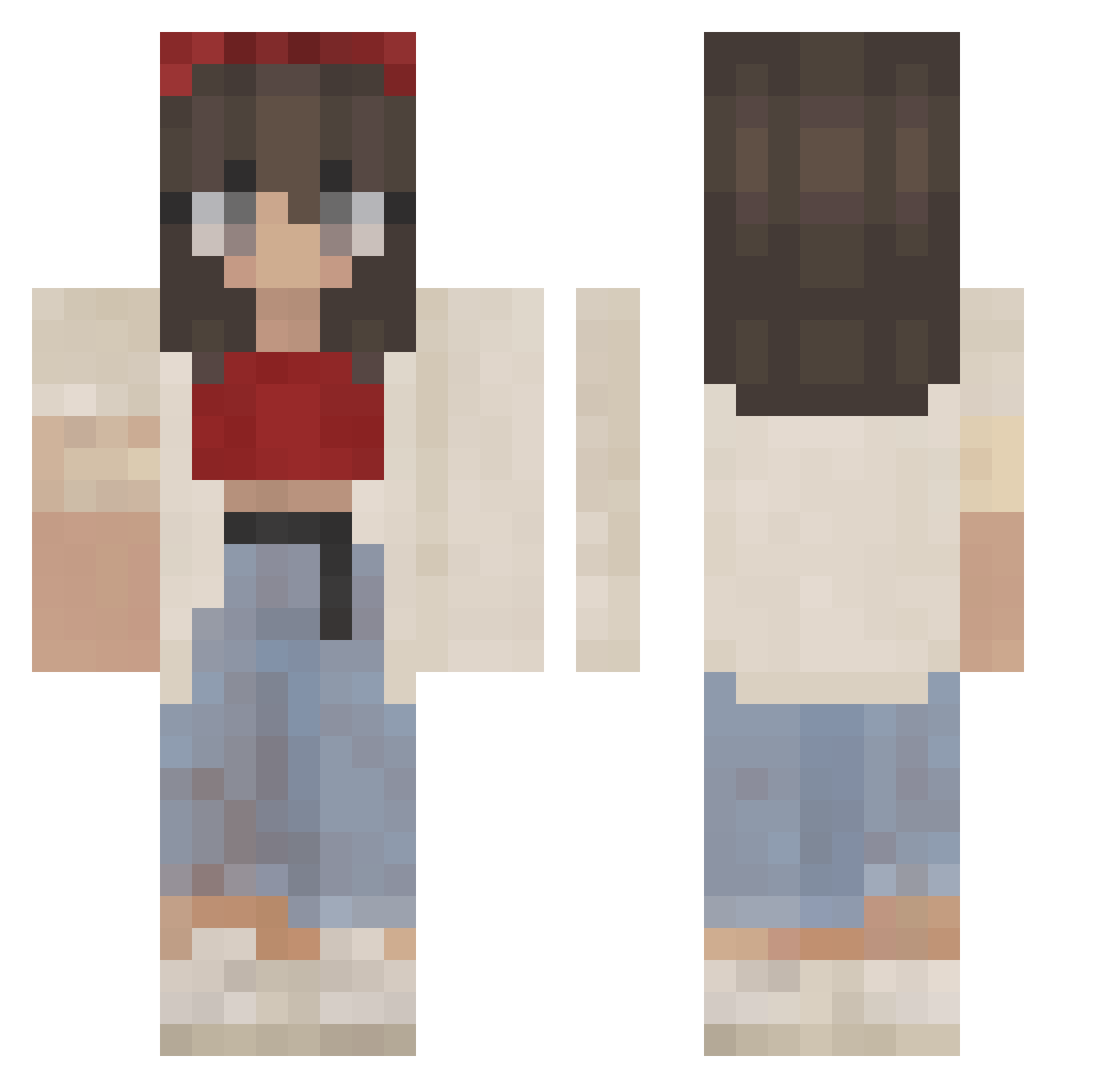nonsensicaljess Minecraft skin, front and back view