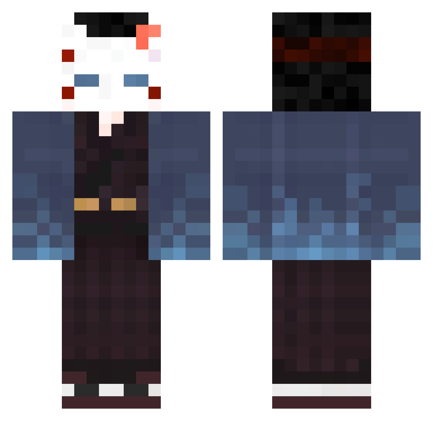 RABCED Minecraft skin, front and back view