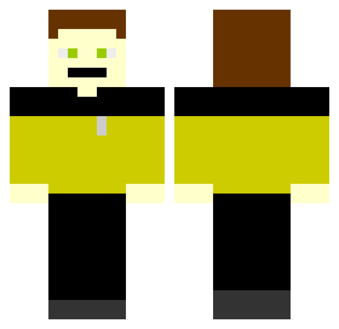 Alkaptonuria Minecraft skin, front and back view