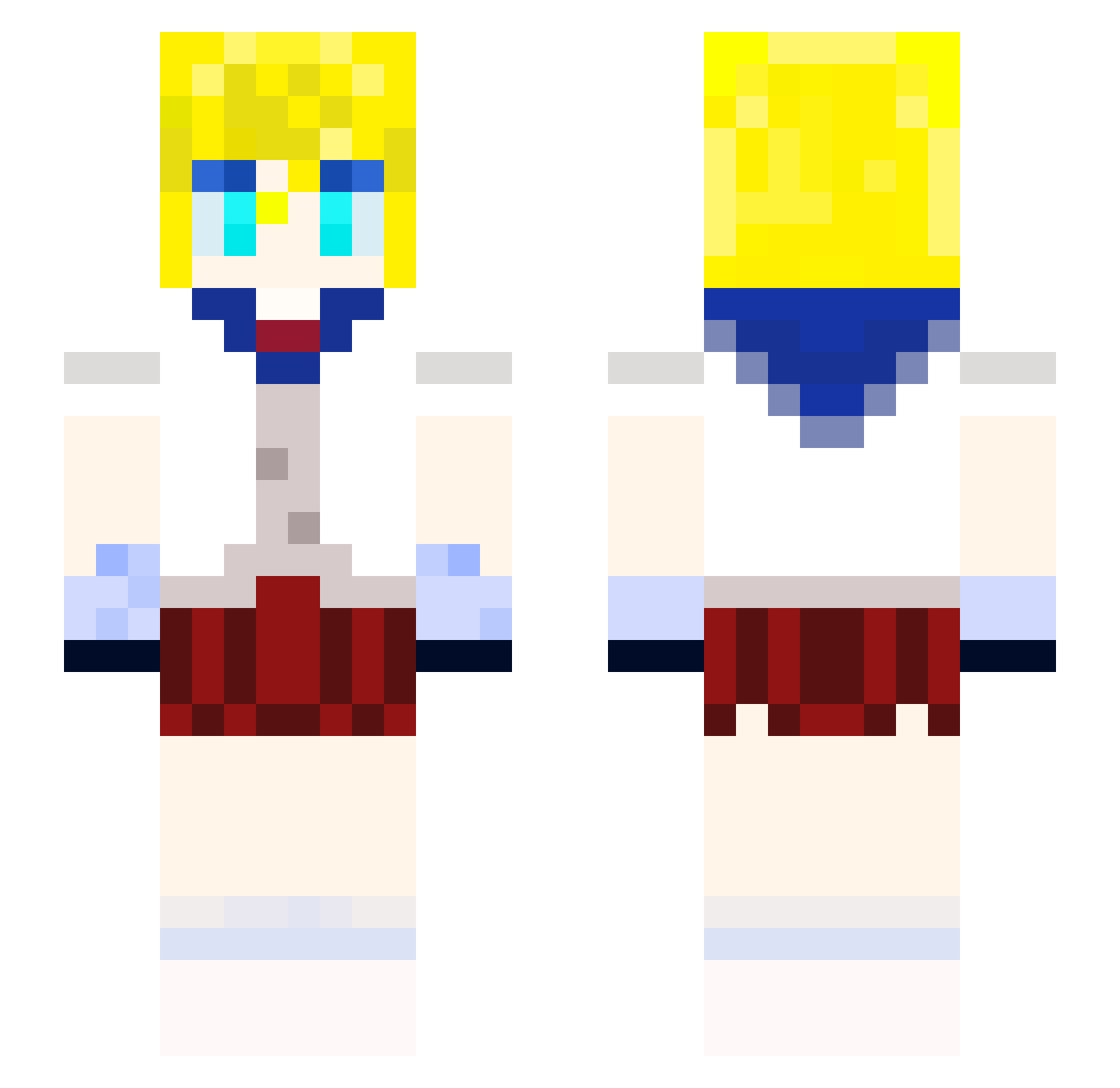 Yamre Minecraft skin, front and back view