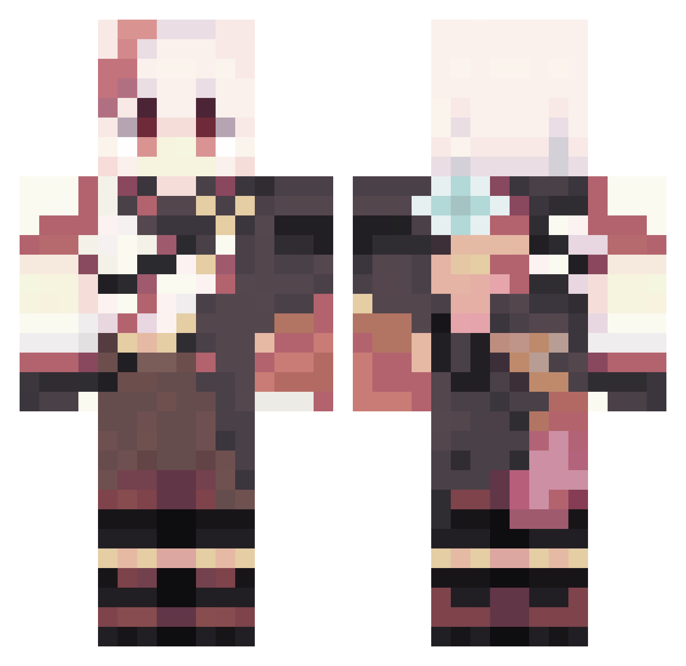 Kazoha Minecraft skin, front and back view