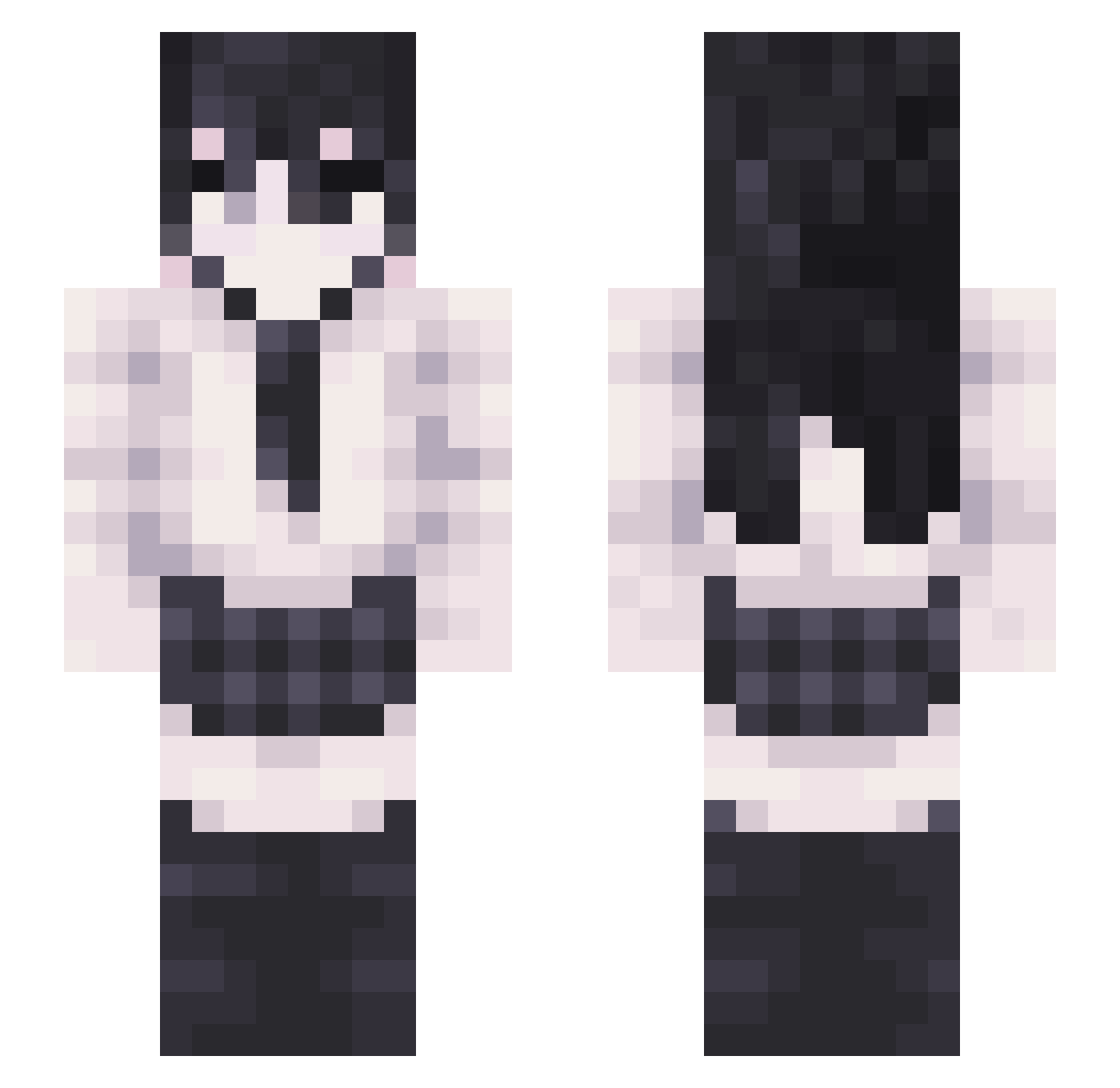 Katejpeg Minecraft skin, front and back view