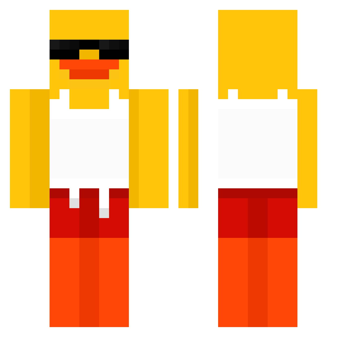 Nicoframe Minecraft skin, front and back view