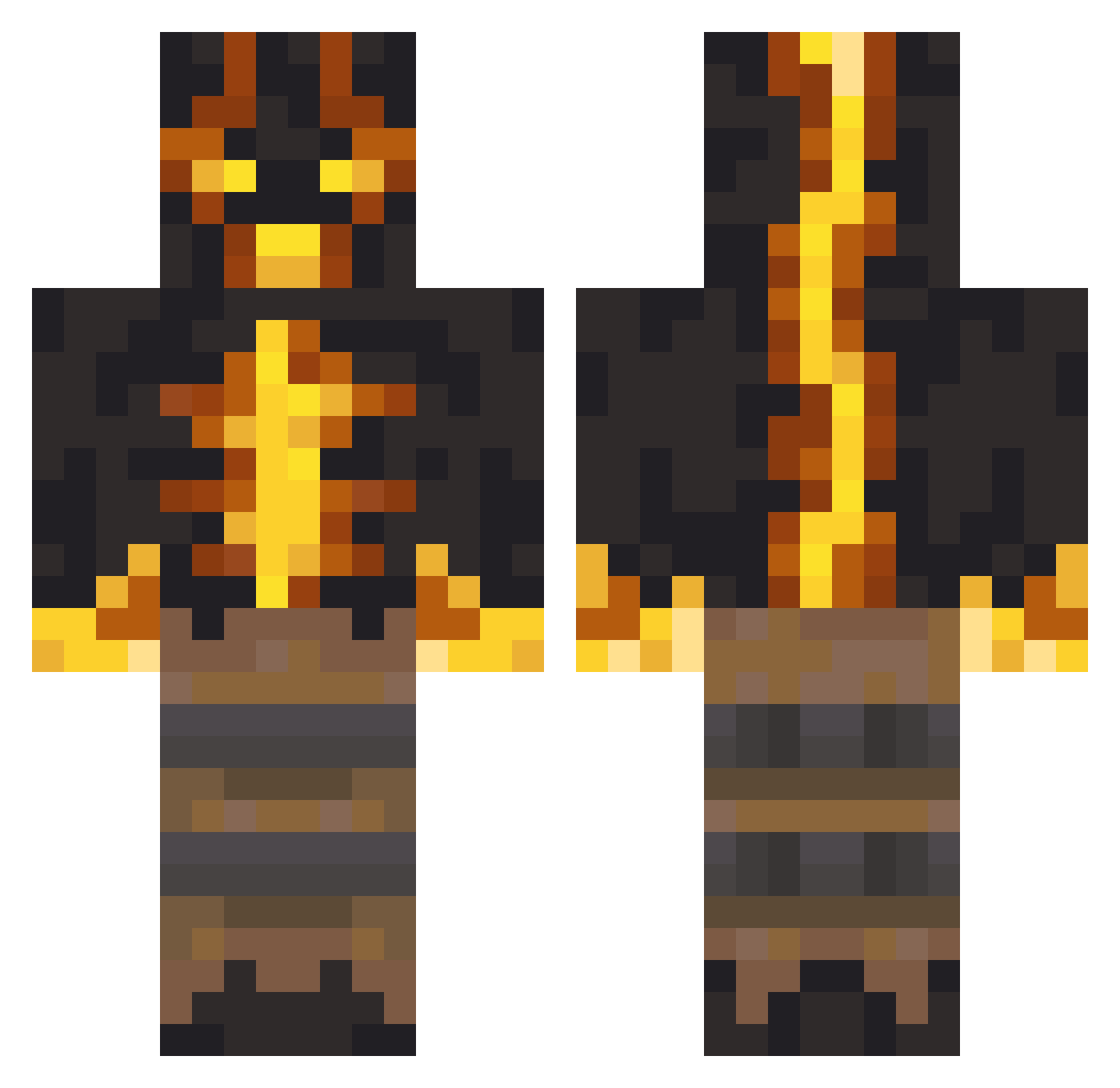 Panache Minecraft skin, front and back view