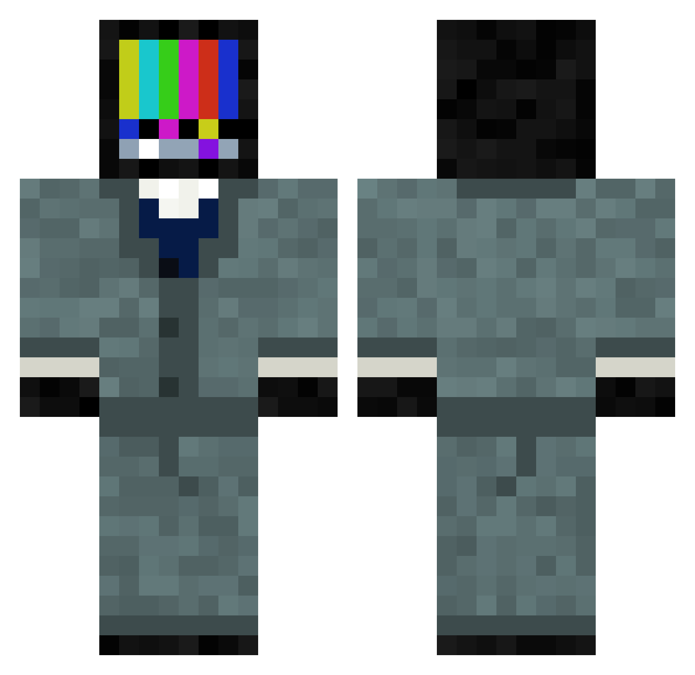 WhereIsTheCat Minecraft skin, front and back view