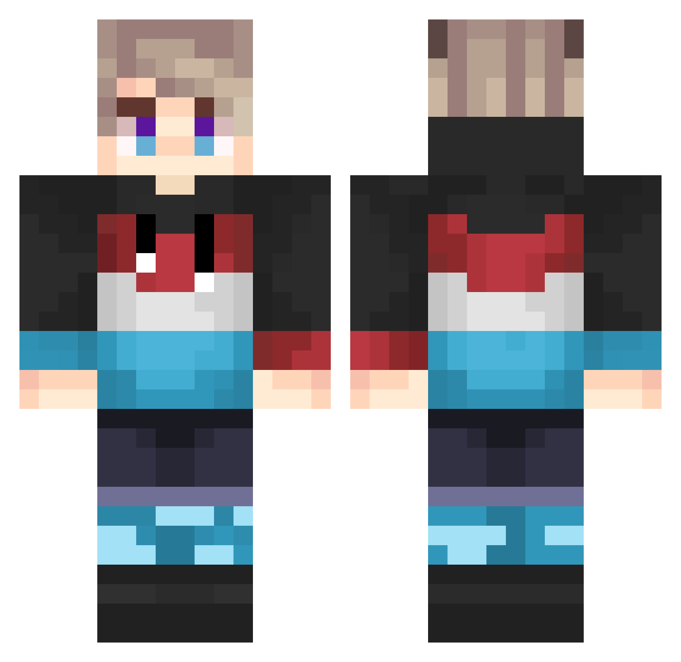 Vincervid Minecraft skin, front and back view
