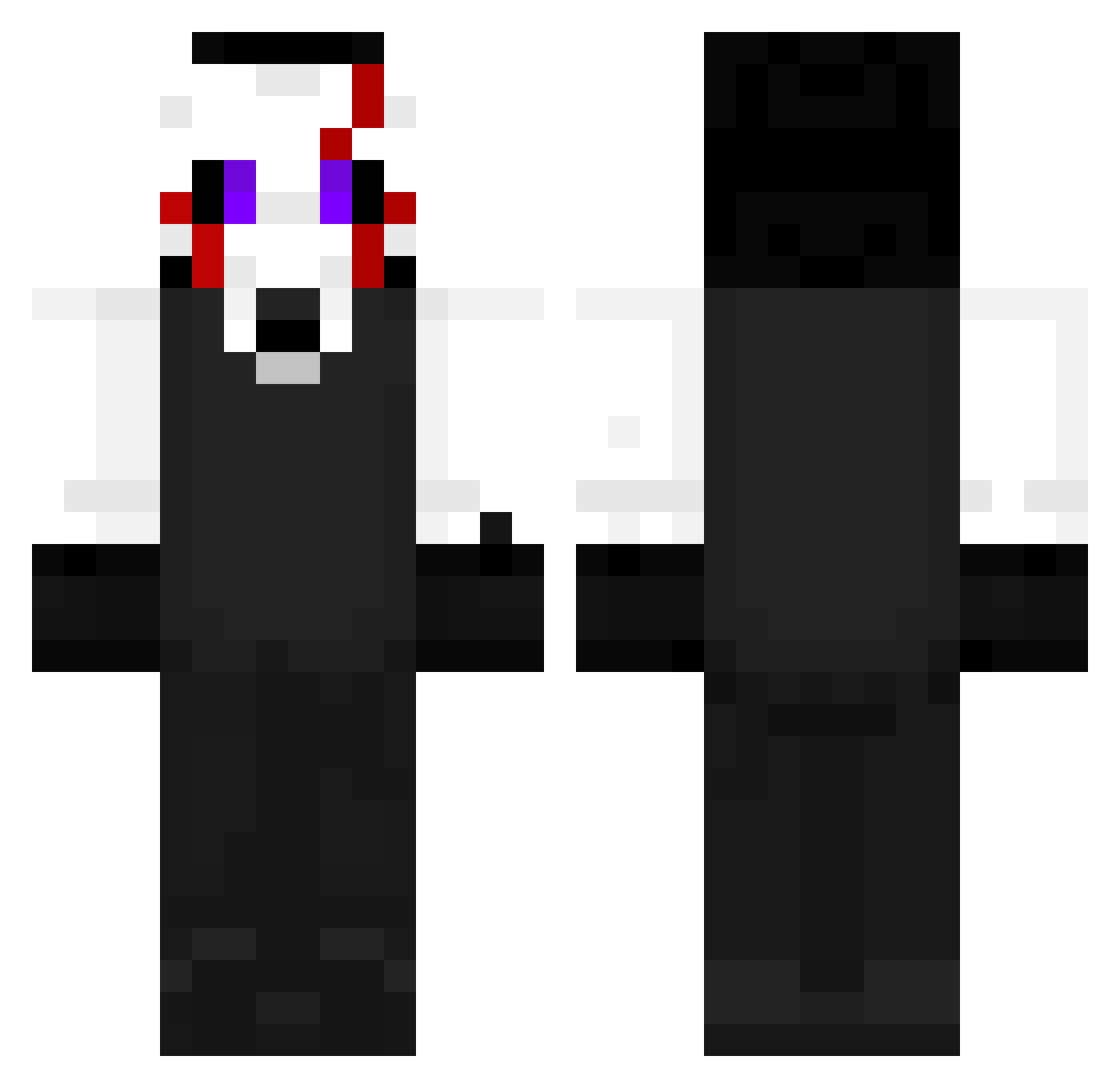 vyvx Minecraft skin, front and back view