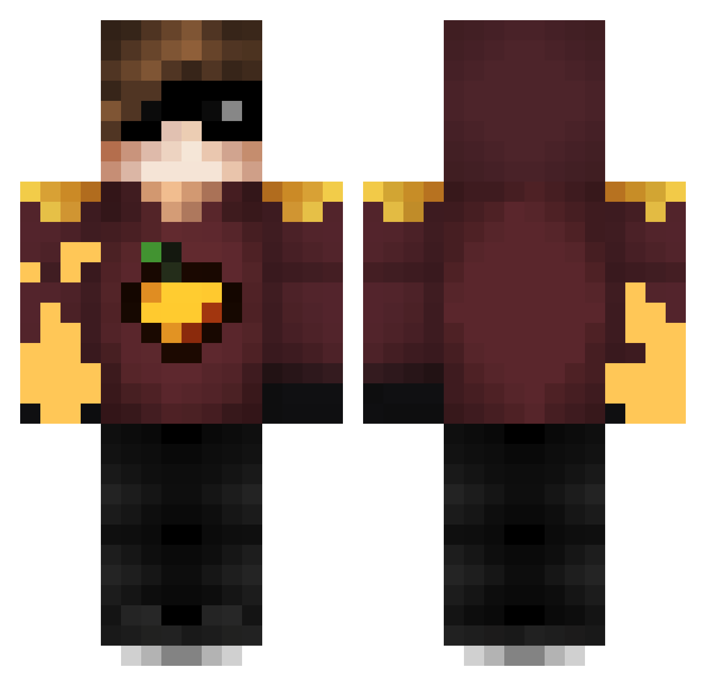 Punkern Minecraft skin, front and back view
