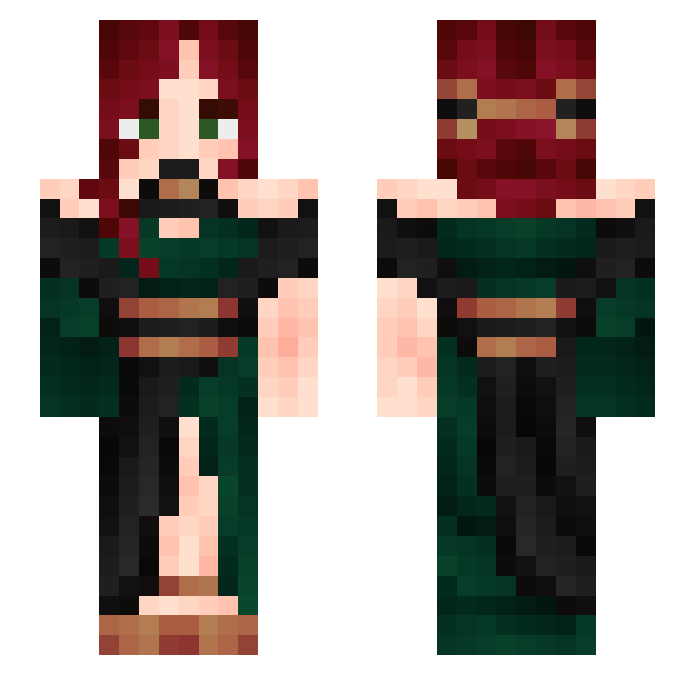 Femmasss Minecraft skin, front and back view