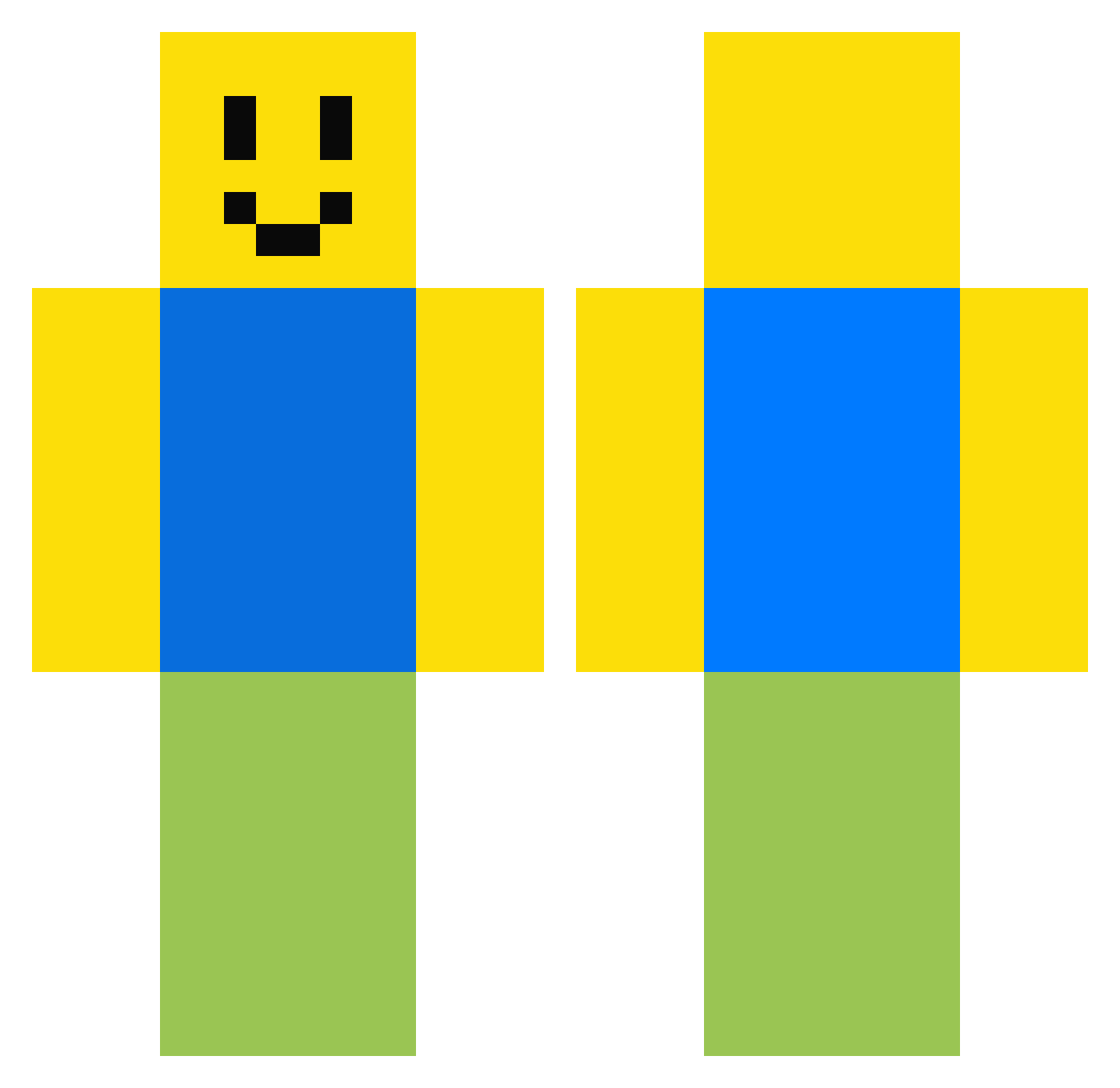 unhued Minecraft skin, front and back view