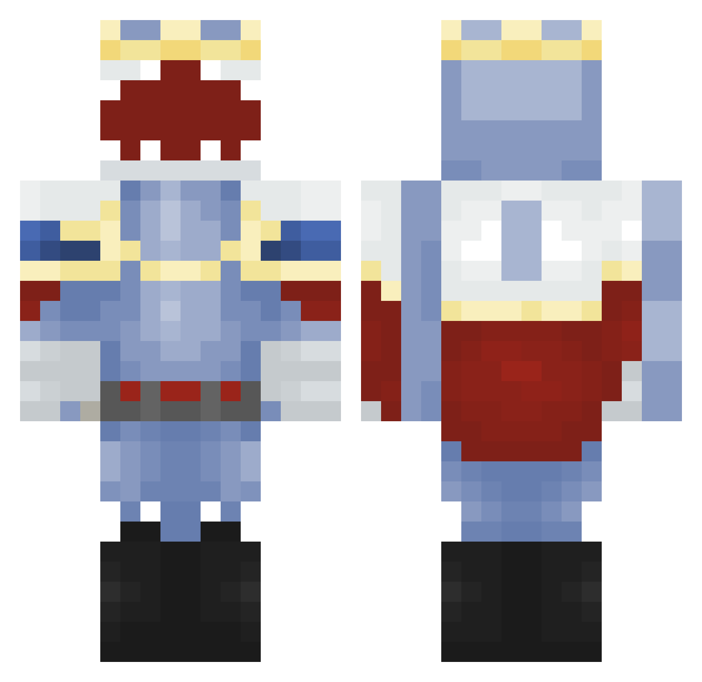 Sharki_Boii Minecraft skin, front and back view