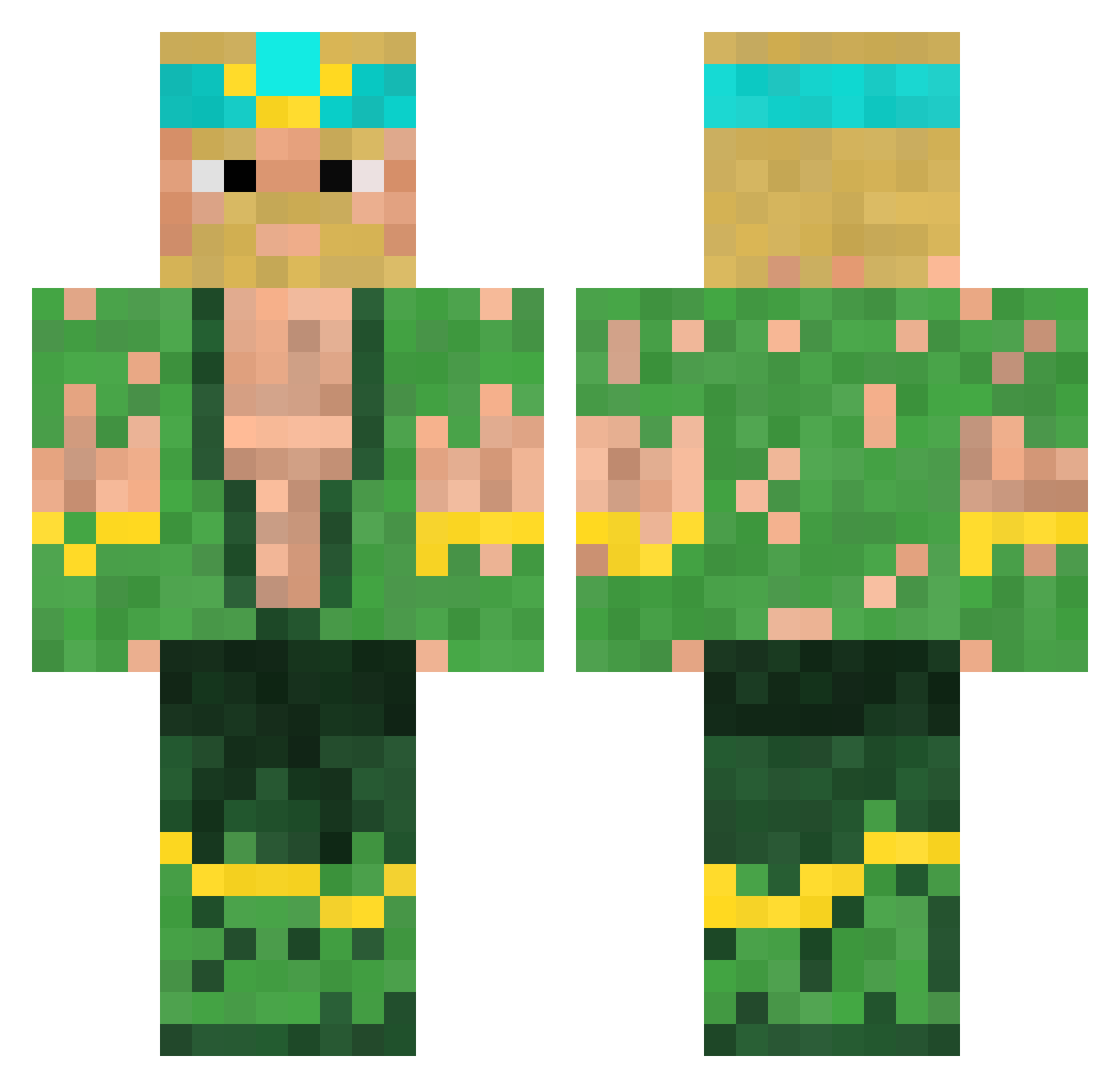 ommfrd Minecraft skin, front and back view