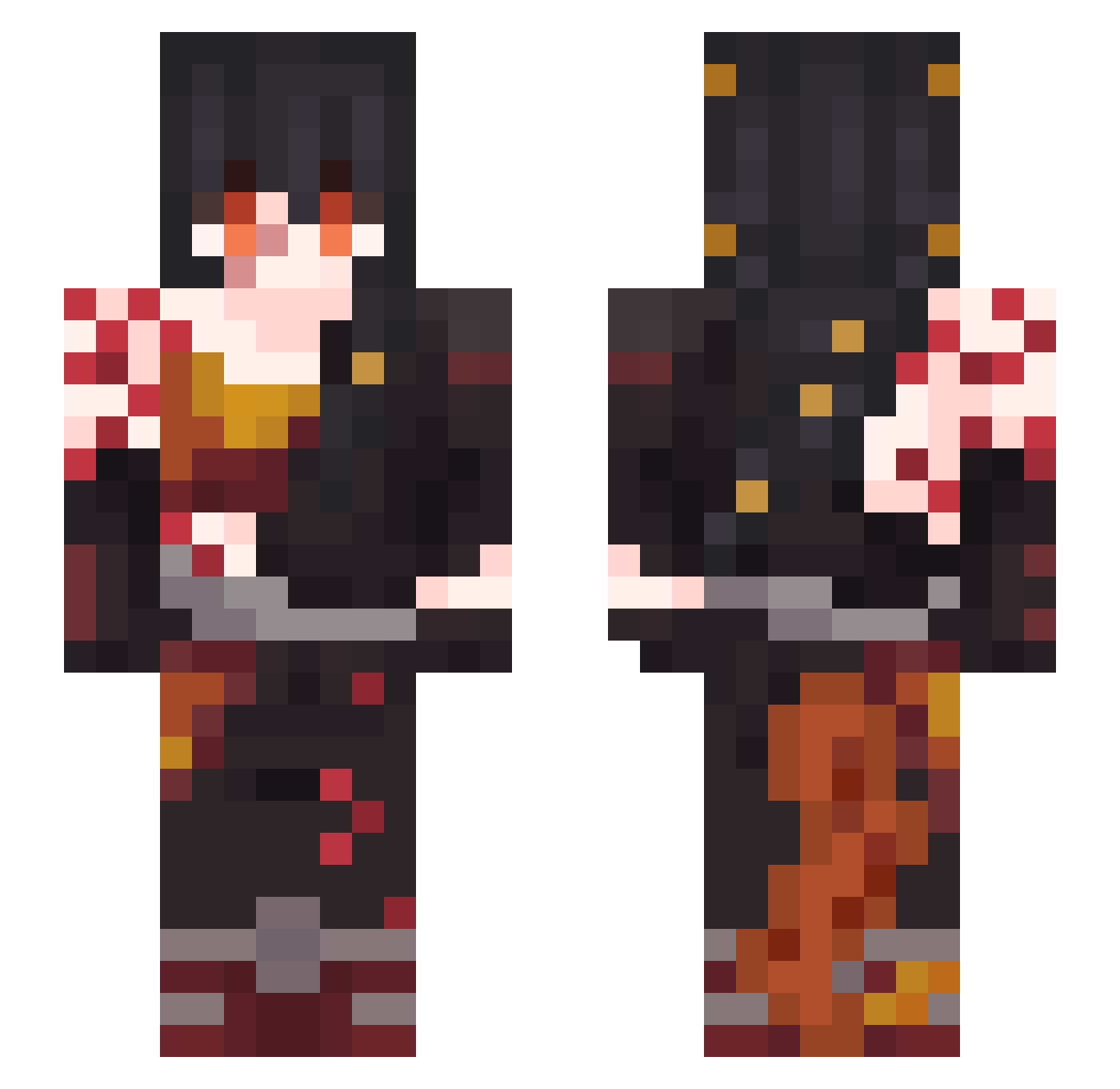 Tallmossyboi Minecraft skin, front and back view