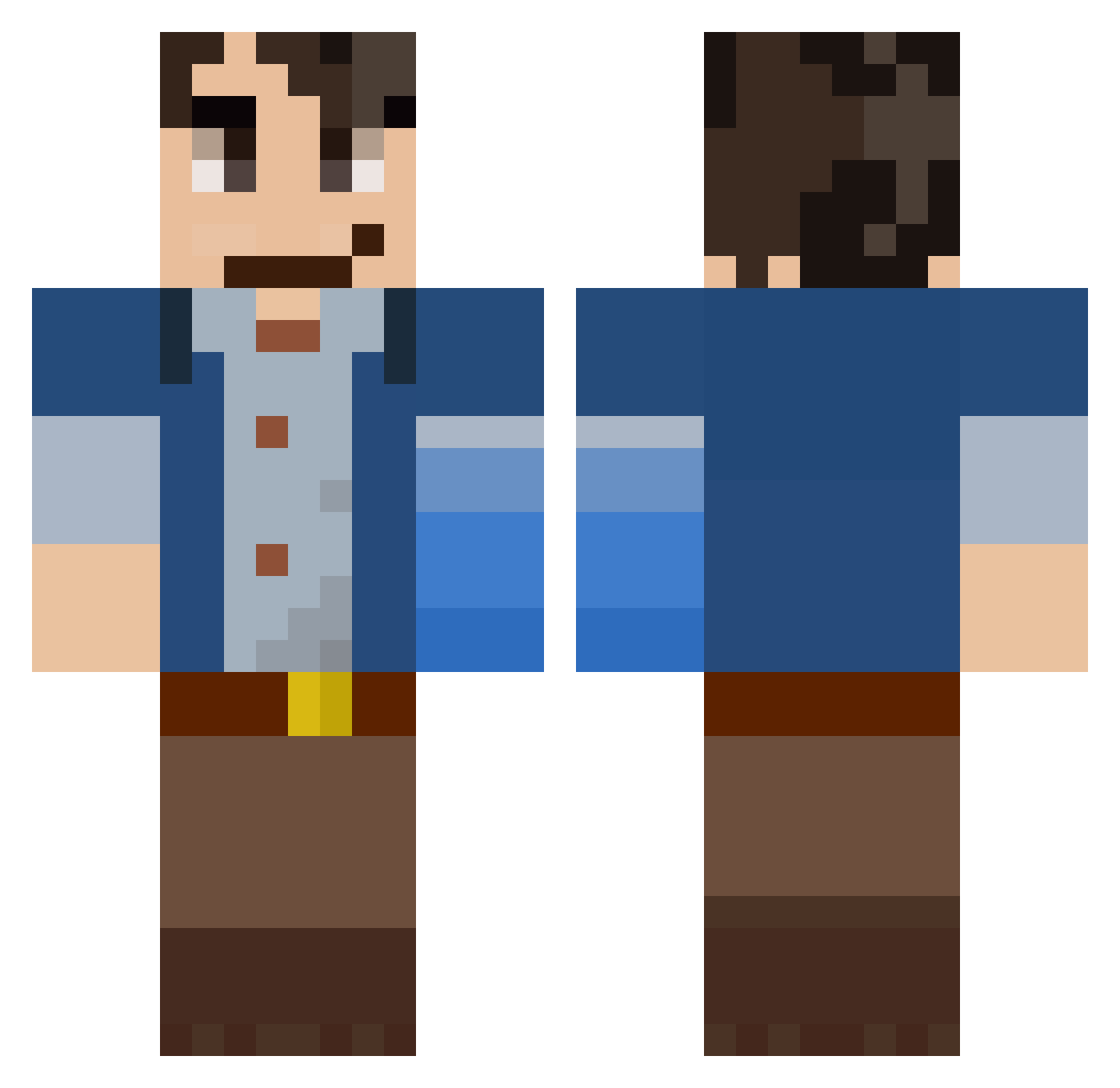 MegaPatches Minecraft skin, front and back view