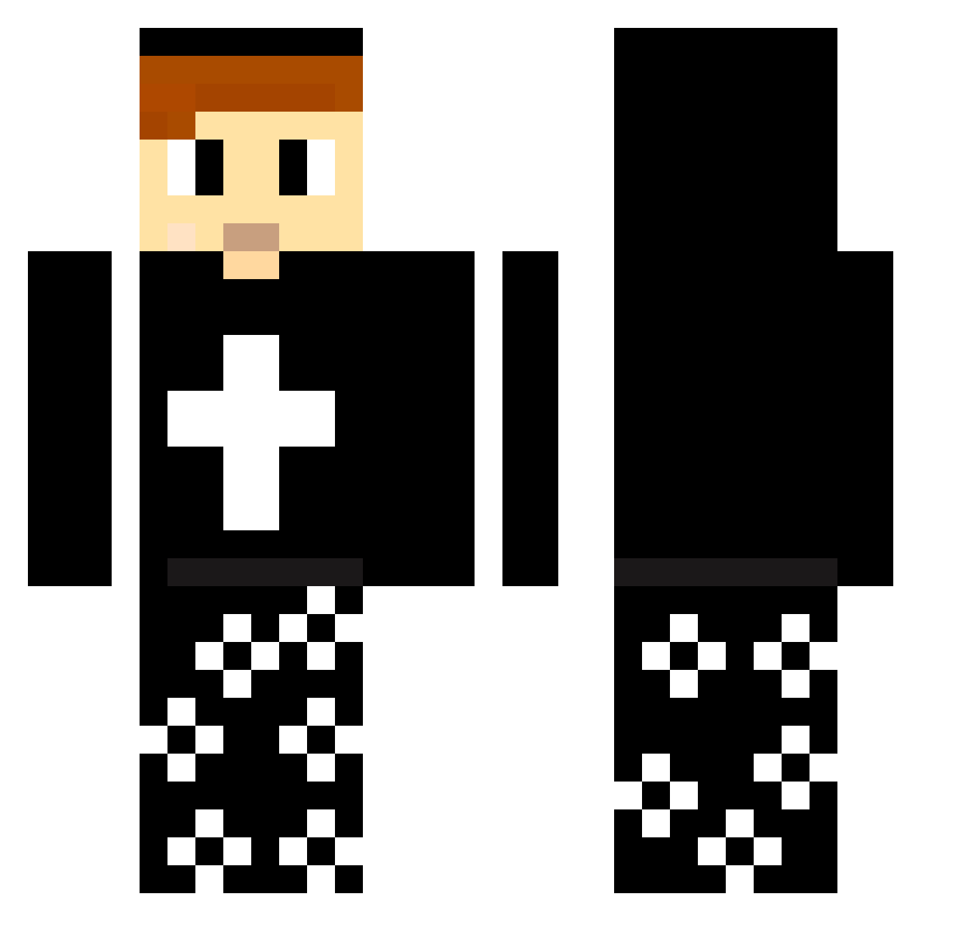 rusher444 Minecraft skin, front and back view