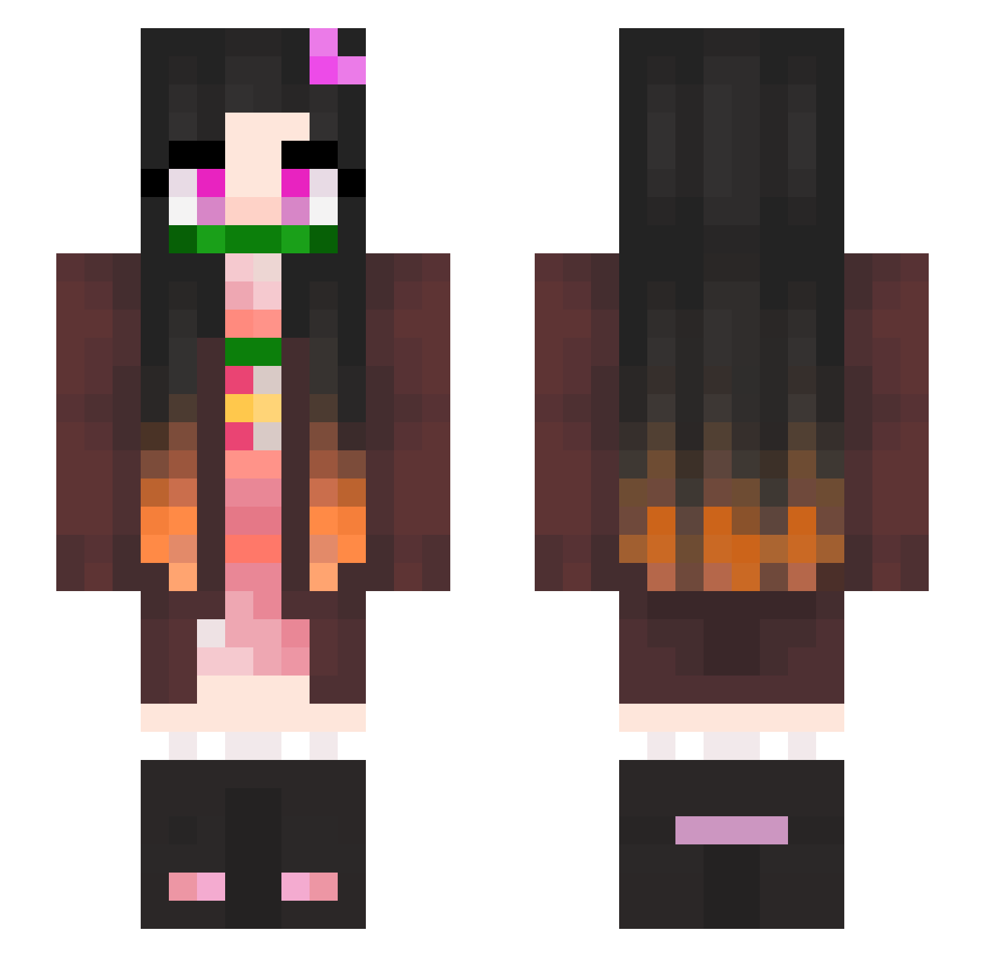 K1neDz Minecraft skin, front and back view