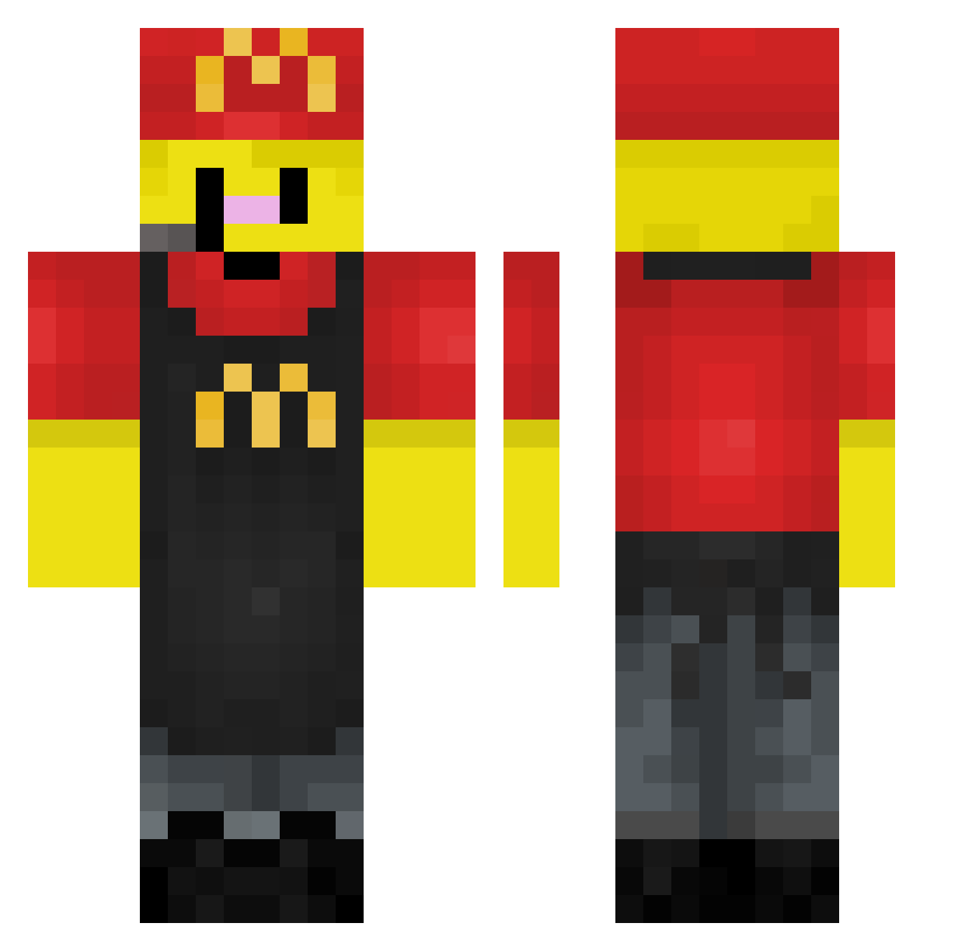 Streamcaramel Minecraft skin, front and back view