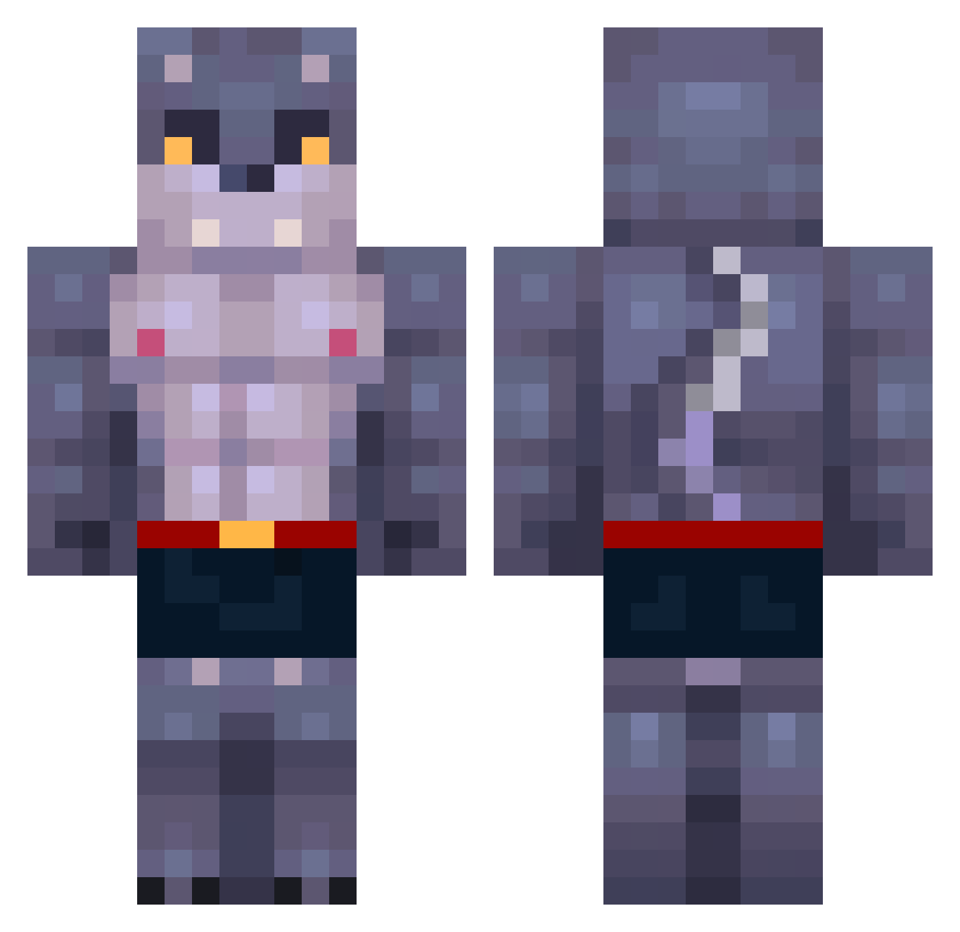 Stankelicious Minecraft skin, front and back view