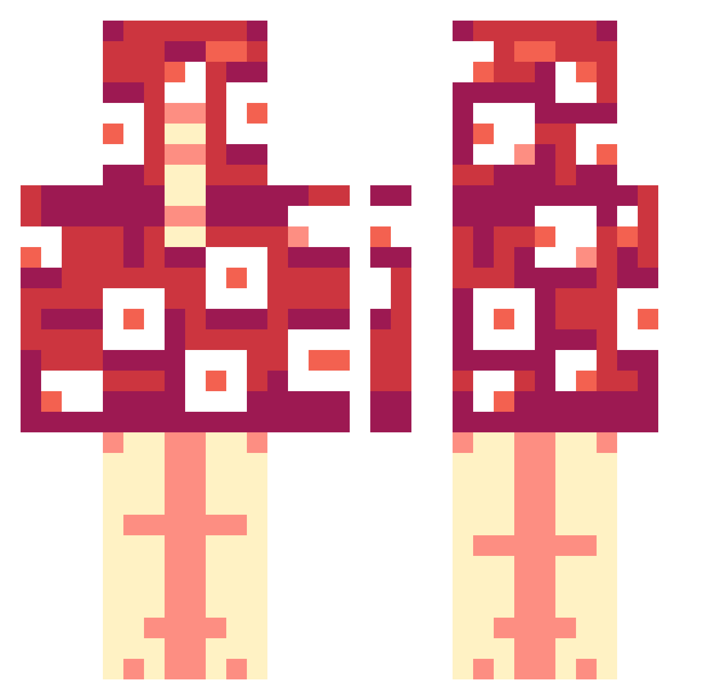 Neme1225 Minecraft skin, front and back view