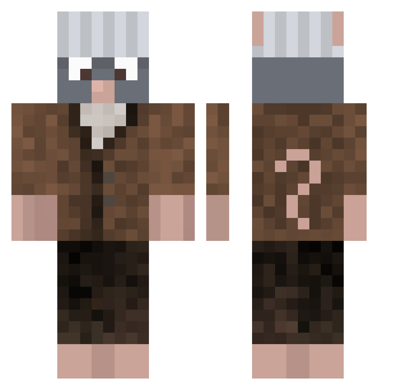 MrCraftyPanda Minecraft skin, front and back view