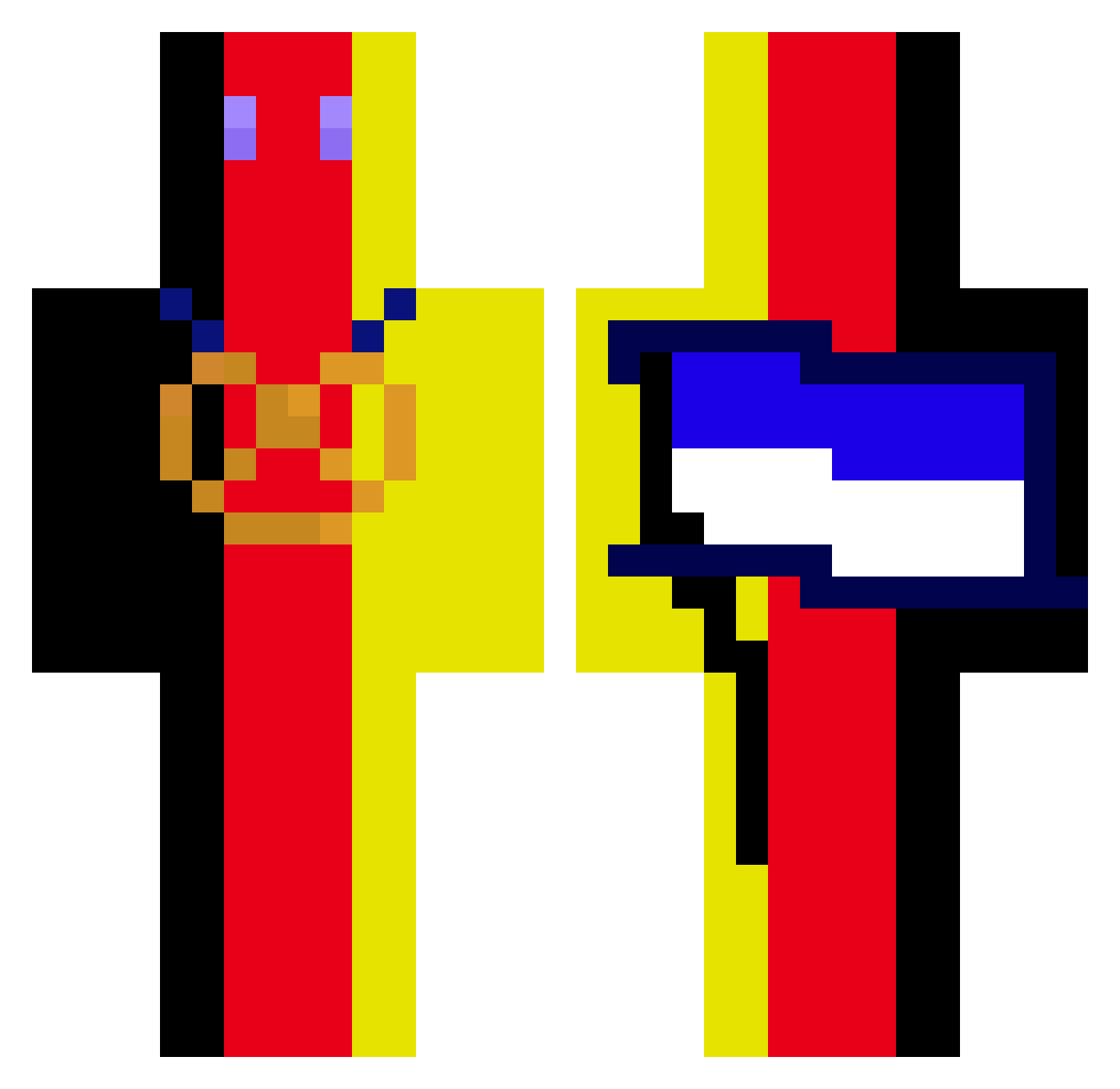 schmelze Minecraft skin, front and back view