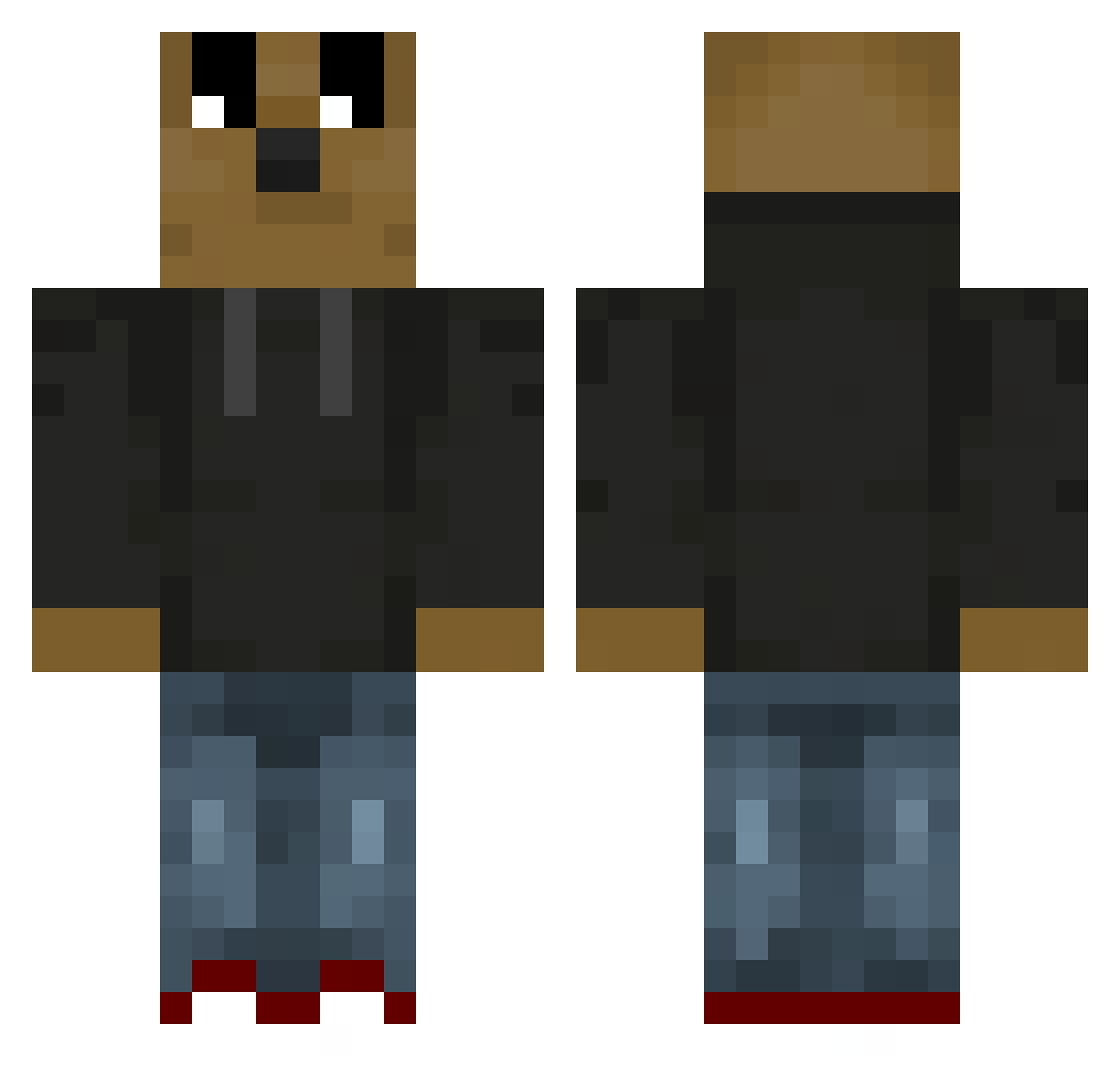 P3DDER Minecraft skin, front and back view