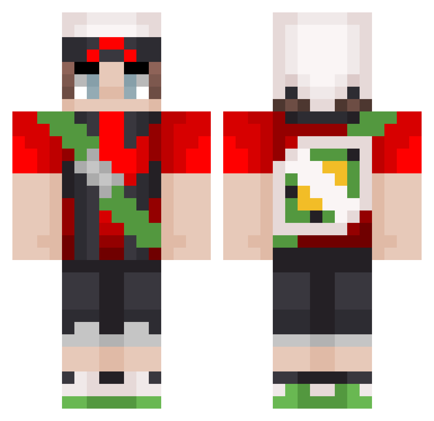 Hikonout Minecraft skin, front and back view