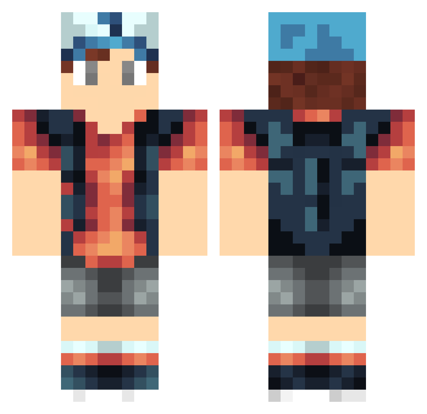 Troc8 Minecraft skin, front and back view
