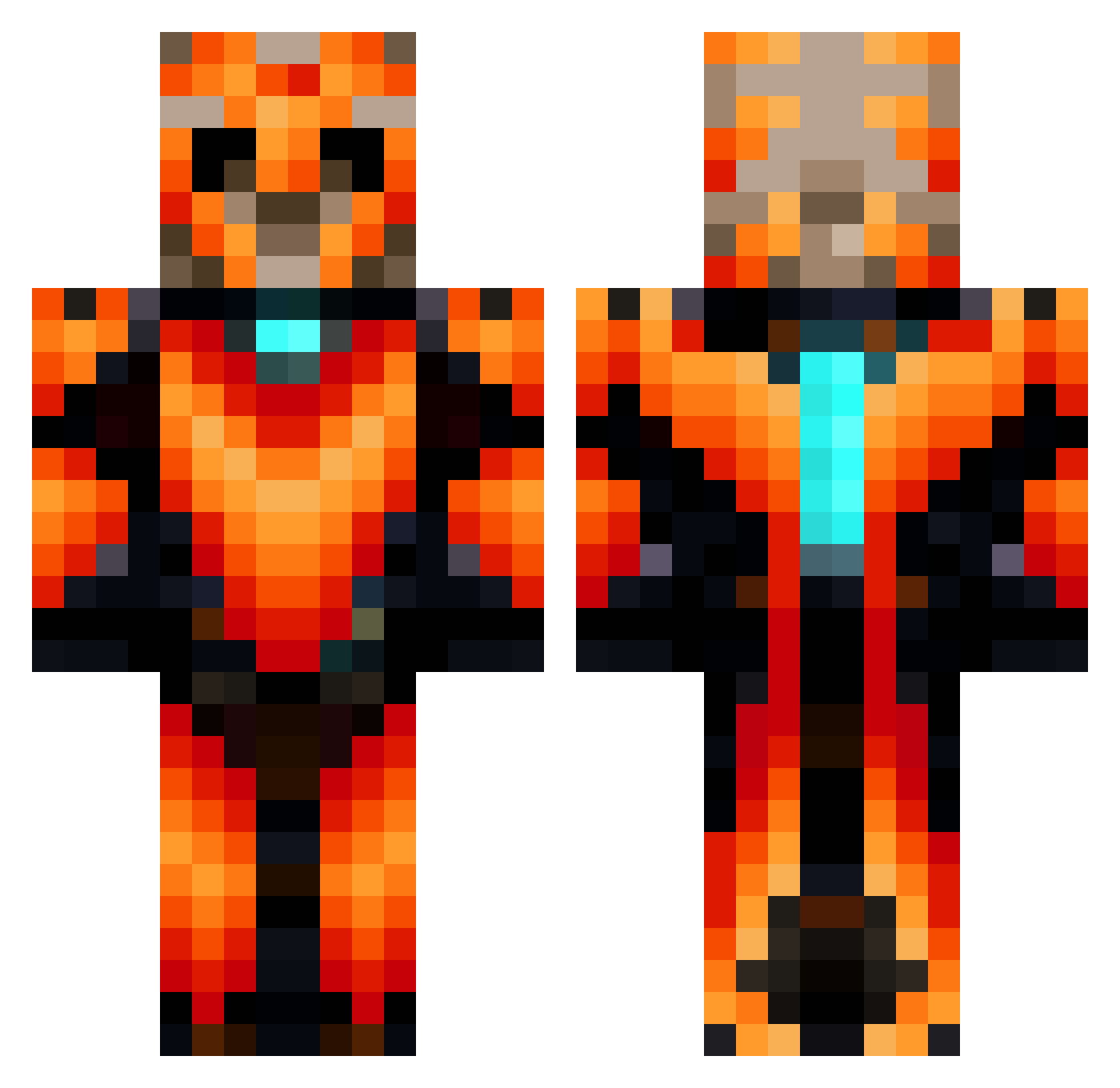 wreckster Minecraft skin, front and back view