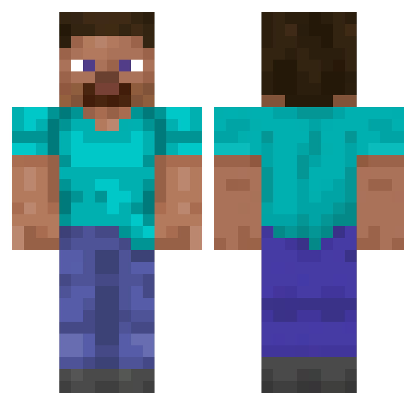 ZerxZo Minecraft skin, front and back view