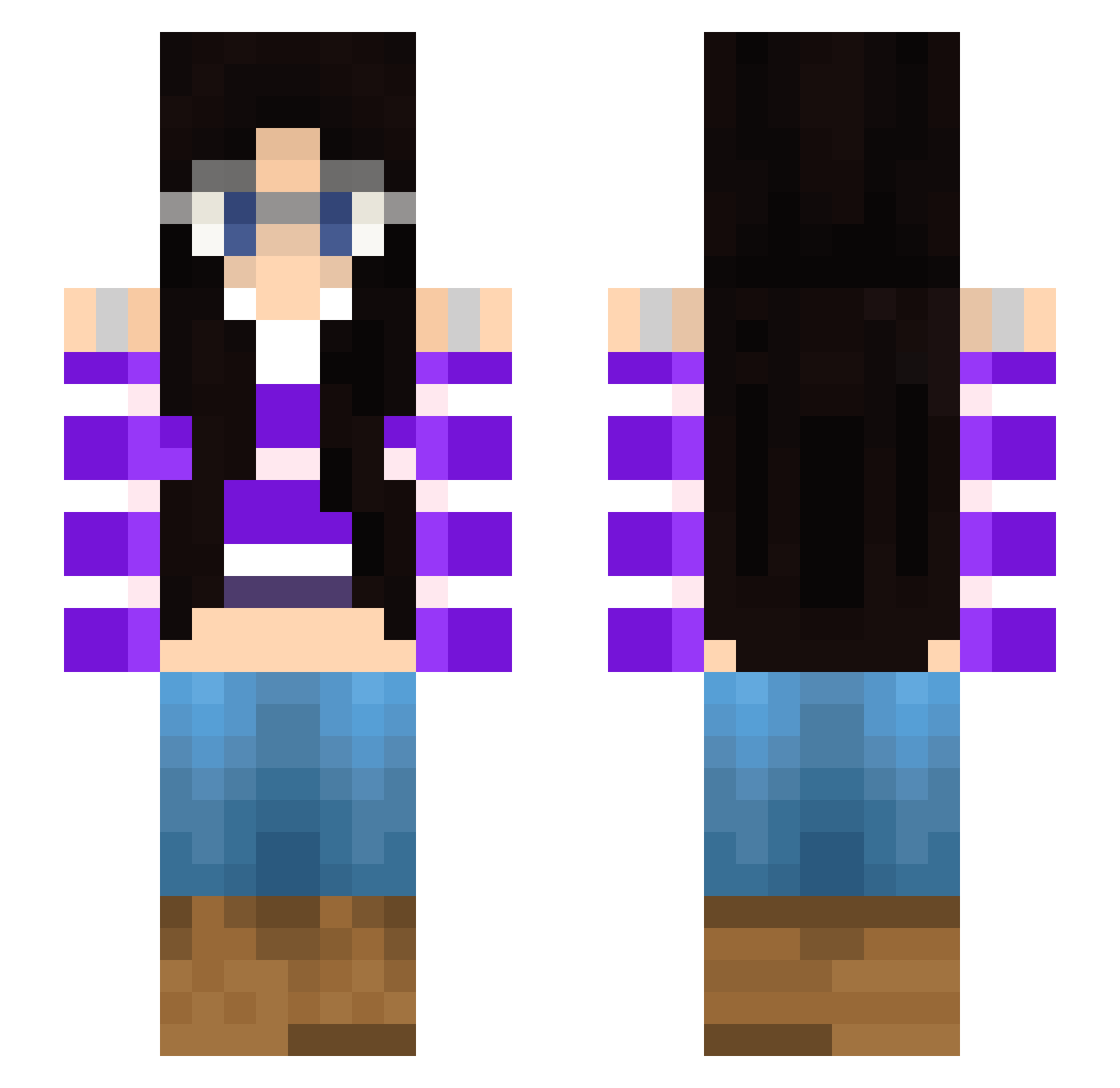 SnowQueenElsa Minecraft skin, front and back view