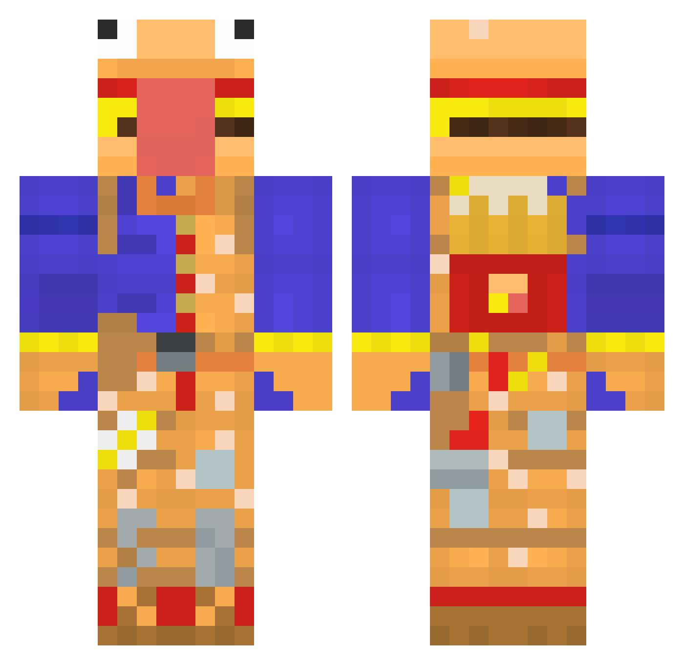 CheechNChubb Minecraft skin, front and back view