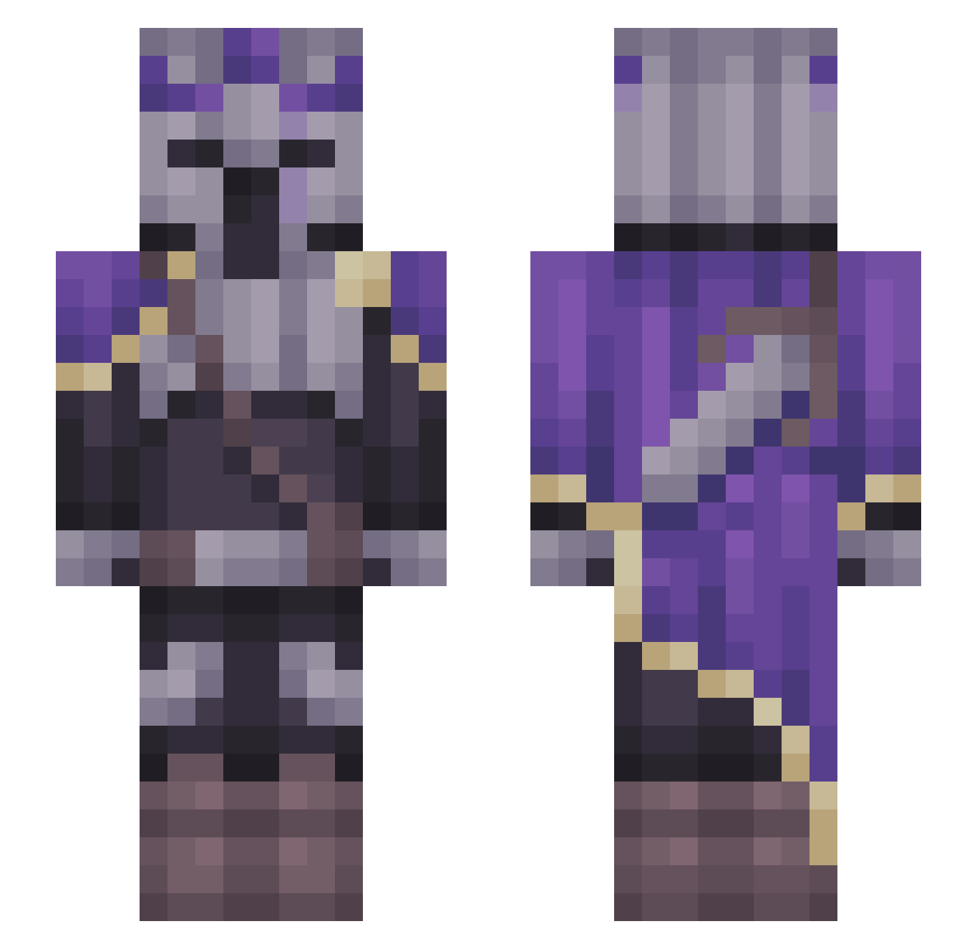 SizArts Minecraft skin, front and back view