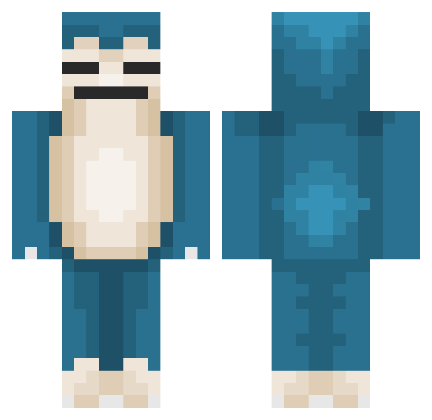 MateBate Minecraft skin, front and back view