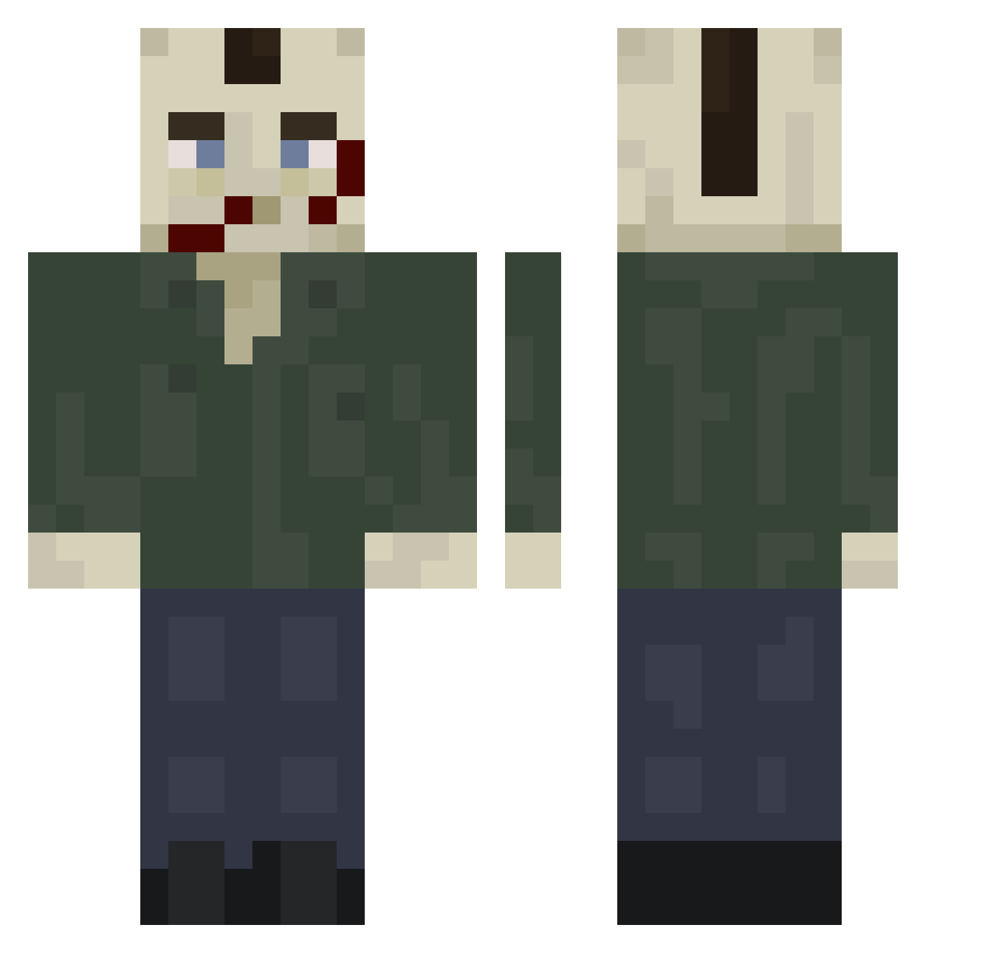 7x6E Minecraft skin, front and back view