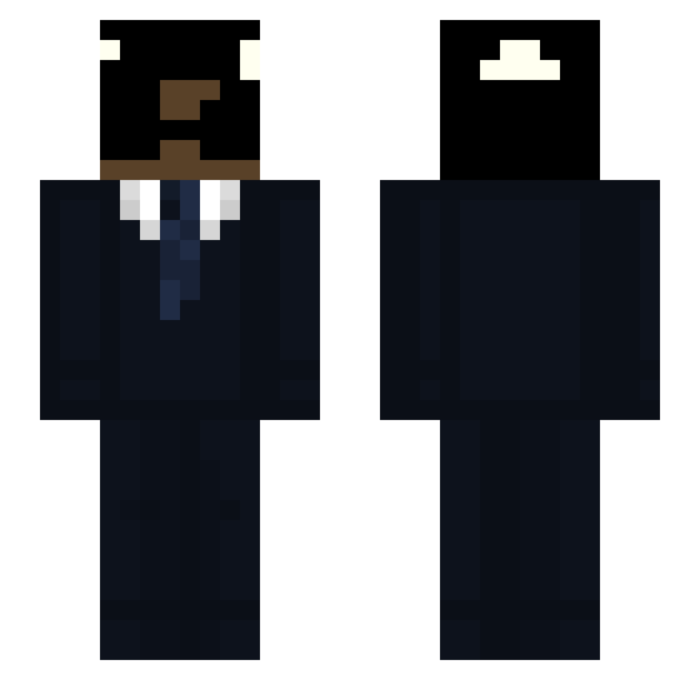 zzqe Minecraft skin, front and back view